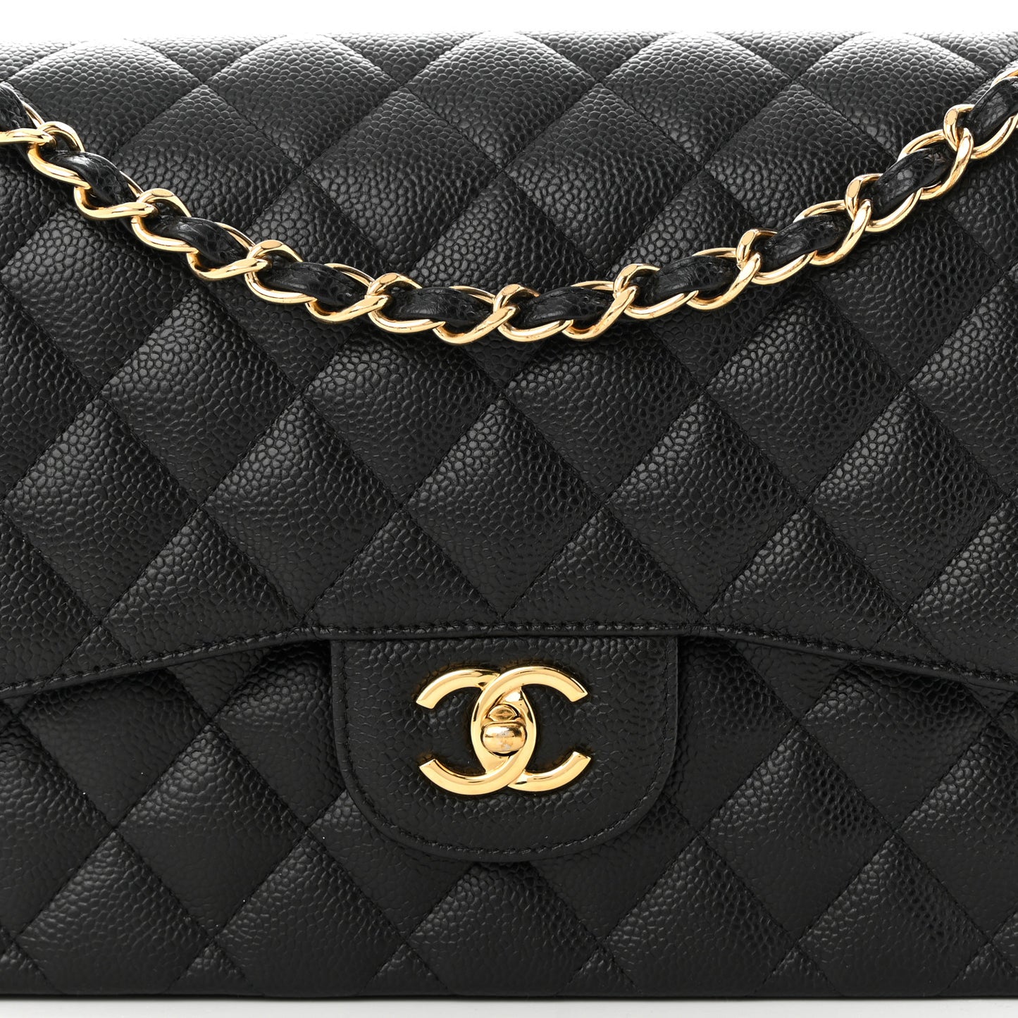 Caviar Quilted Jumbo Double Flap Black