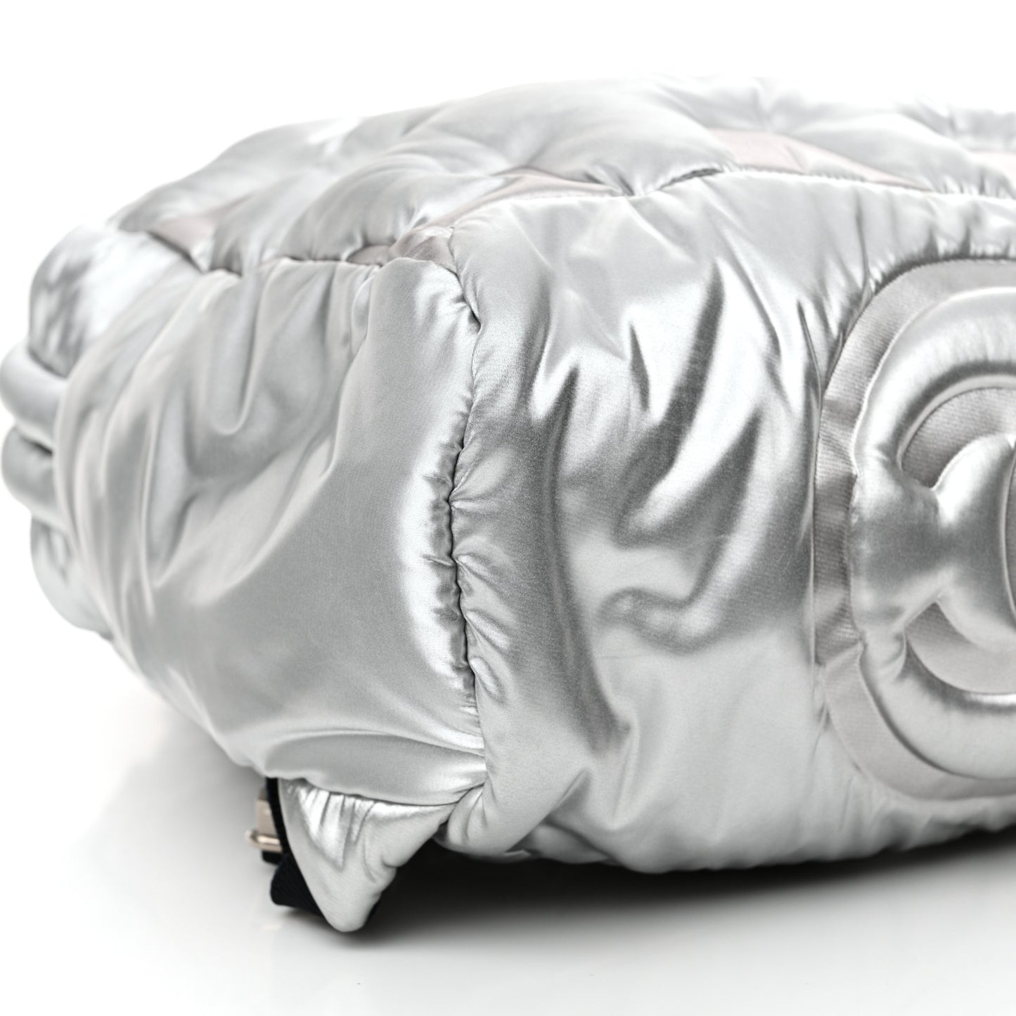 Nylon Embossed Doudoune Backpack Silver