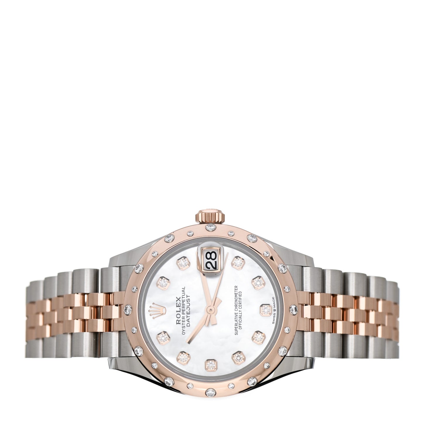 Stainless Steel 18K Everose Gold Diamond Mother of Pearl 31mm Oyster Perpetual Datejust Watch 278341RBR
