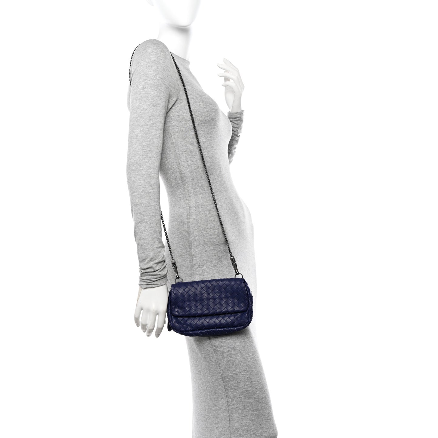 Nappa Intrecciato Small Chain Crossbody Atlantic