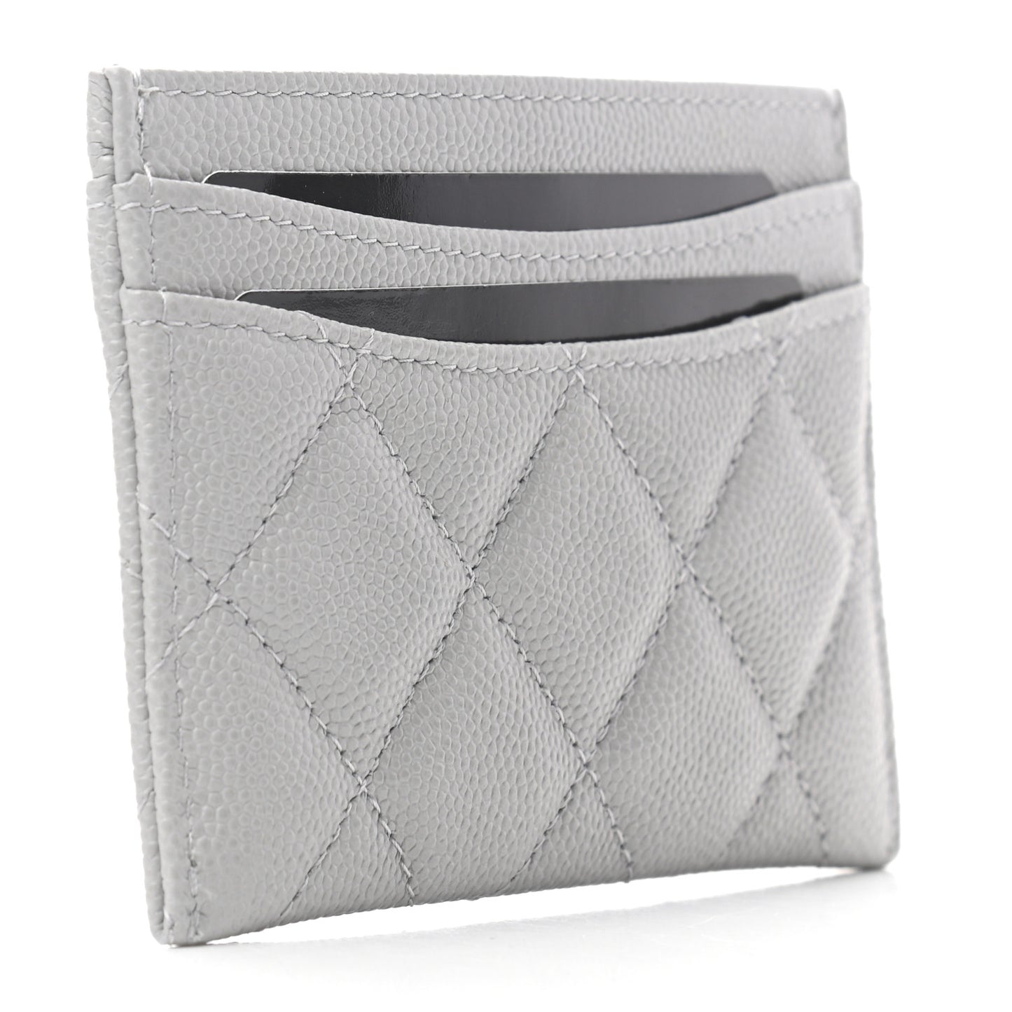 Caviar Quilted Card Holder Grey