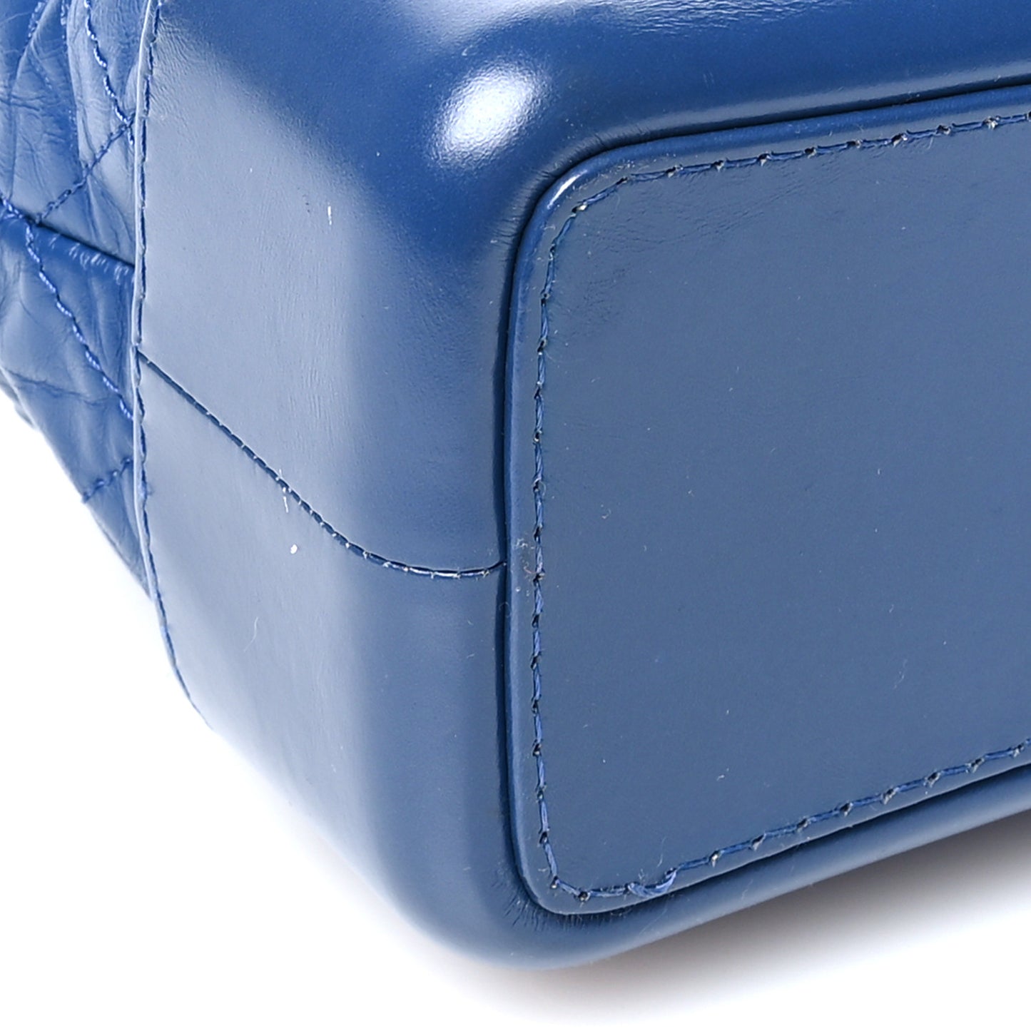 Aged Calfskin Quilted Gabrielle Backpack Blue