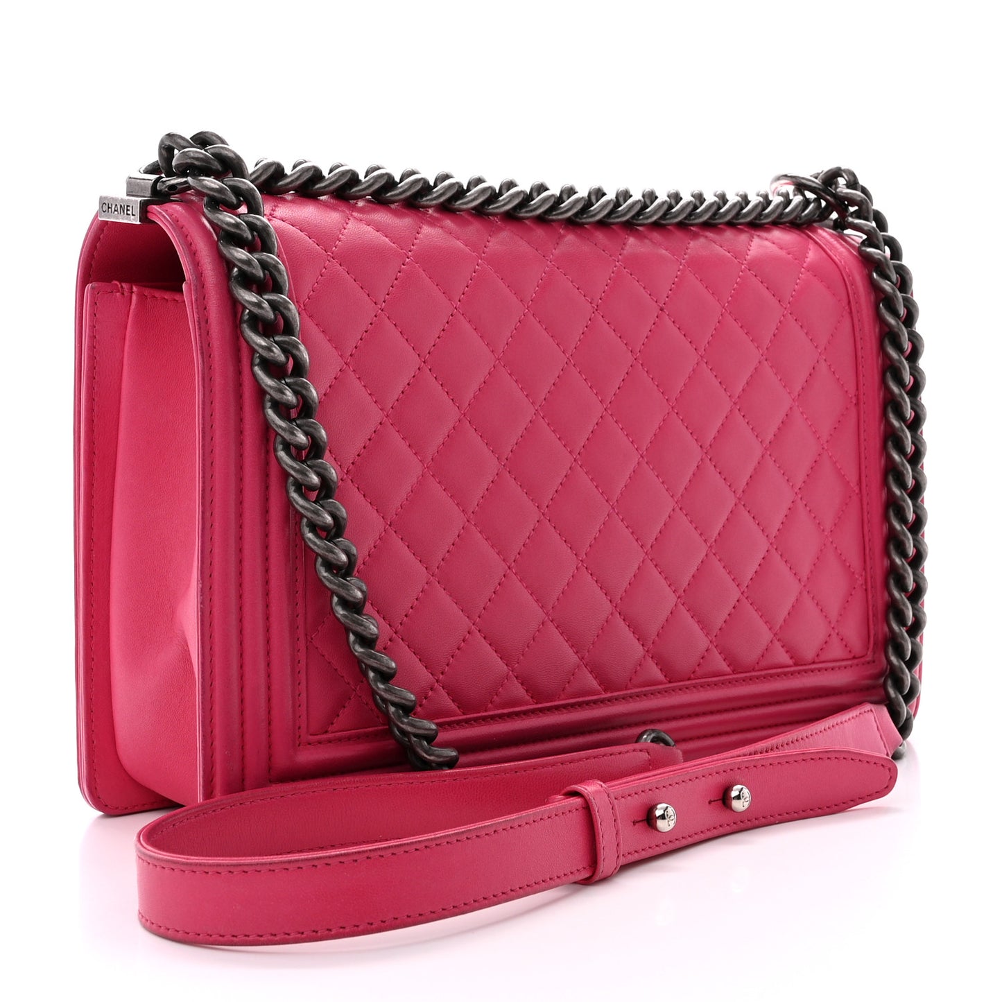 Lambskin Quilted New Medium Boy Flap Pink