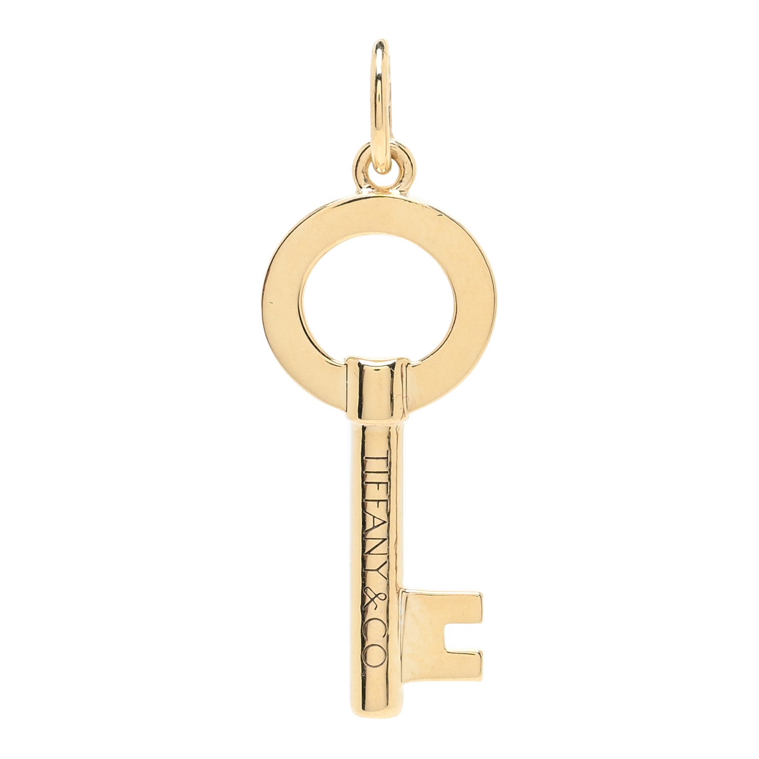 Tiffany 18K Yellow Gold Mini Modern Keys Open Round Key Pendant