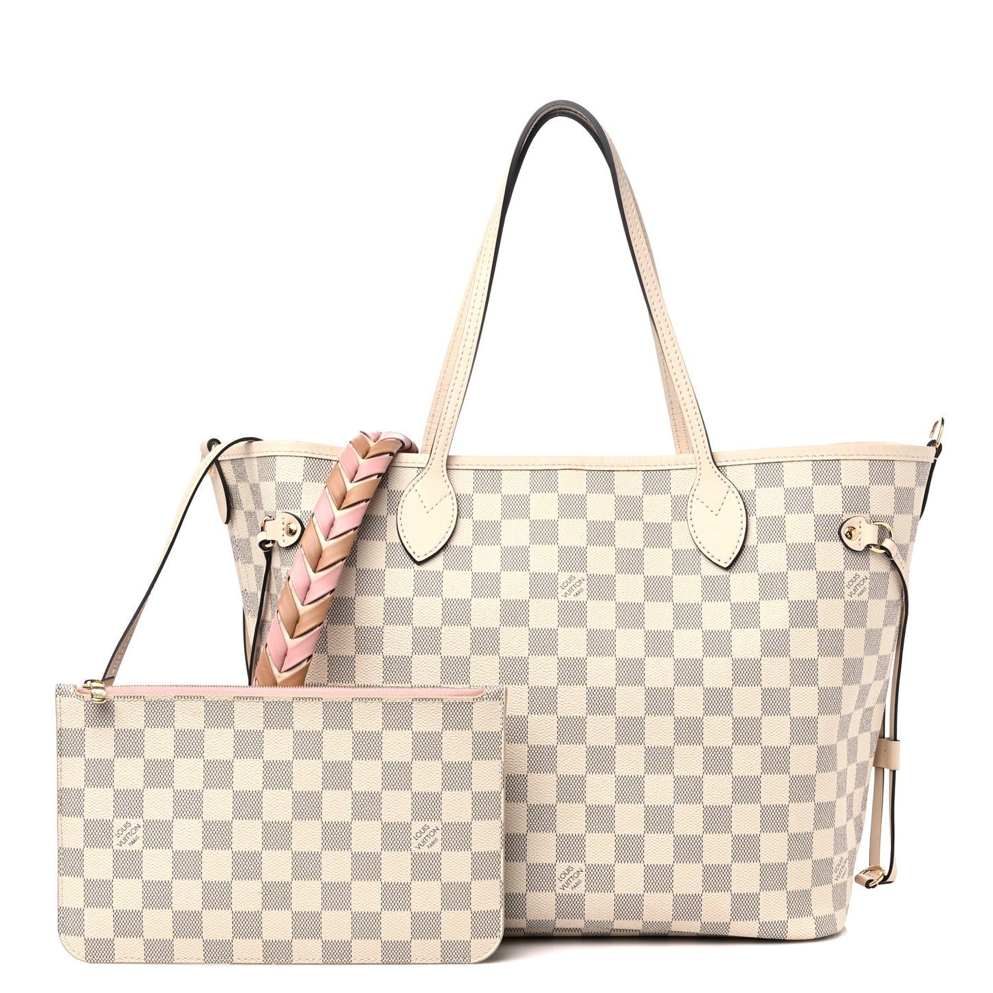 Damier Azur Braided Neverfull MM Pink