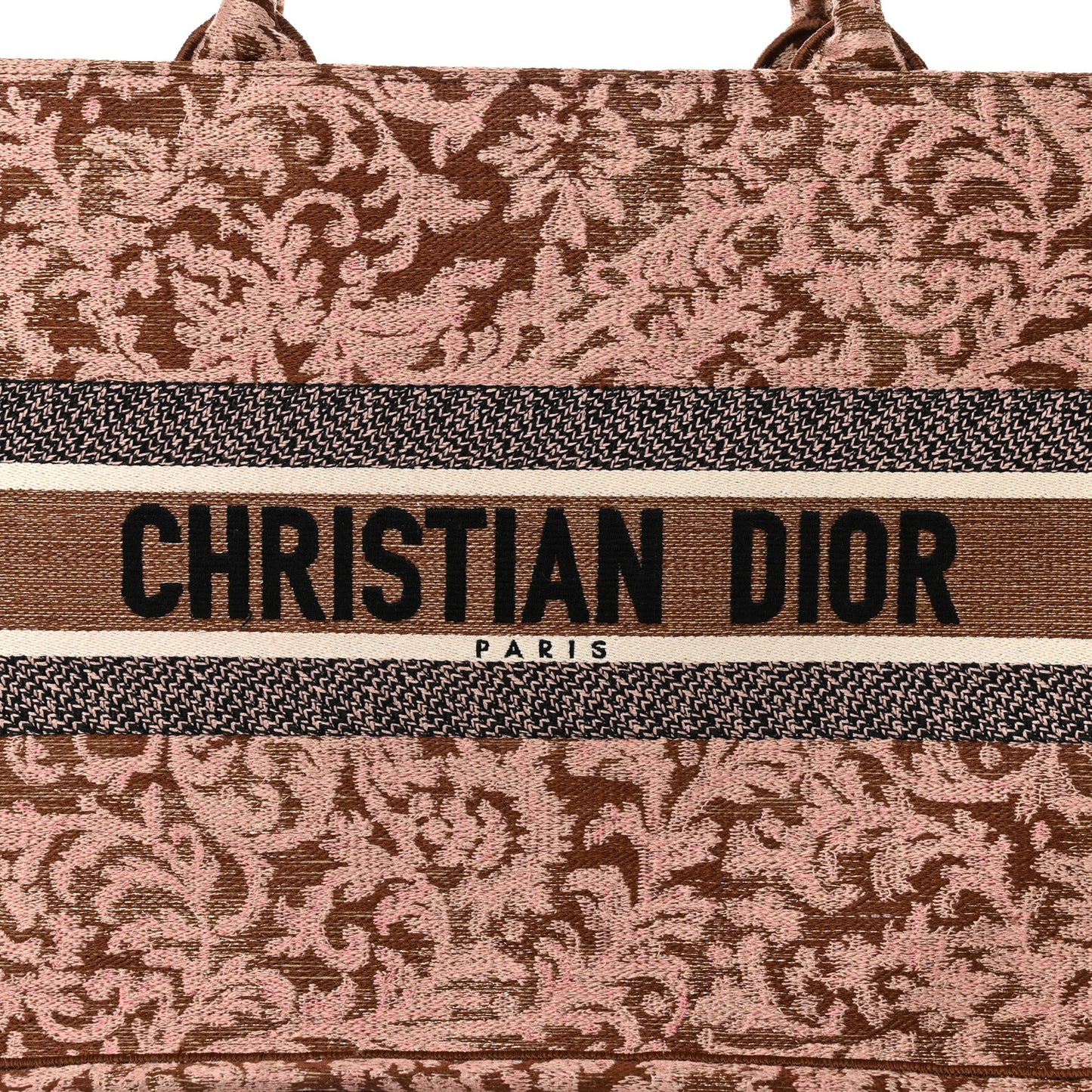 Canvas Embroidered Medium Brocart Book Tote Metallic Pink