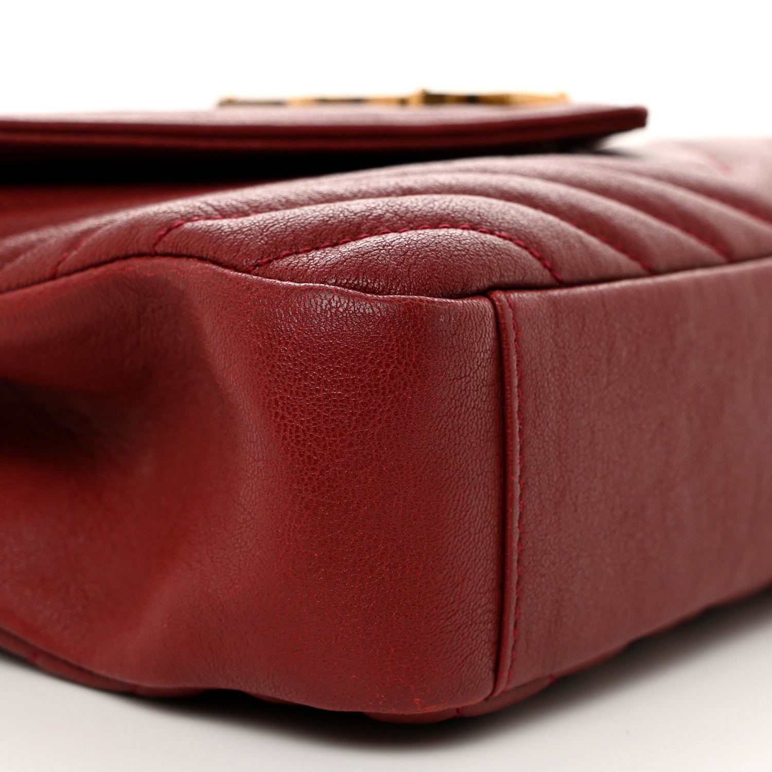 Saint Laurent Sheepskin Matelasse Chevron Monogram Medium College Bag Opyum Red 10 of 11