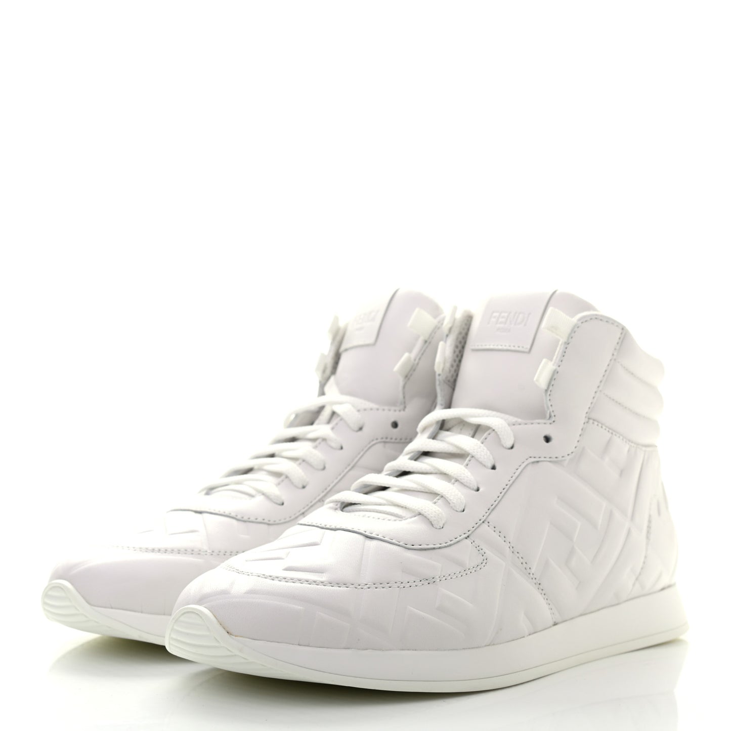 Nappa Macro FF Embossed Womens High Top Sneakers 39 White Ice