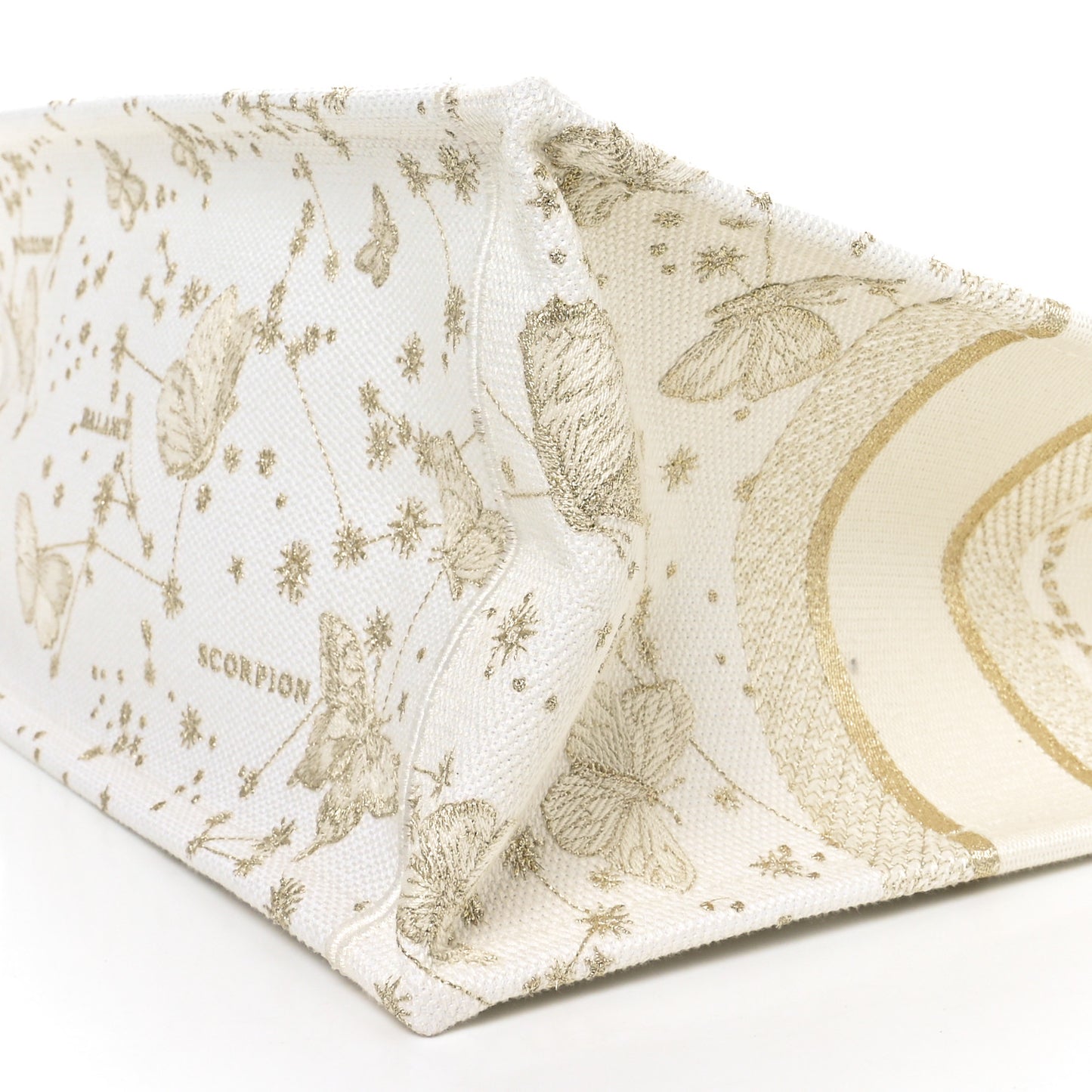 Canvas Embroidered Medium Butterfly Zodiac Book Tote Gold
