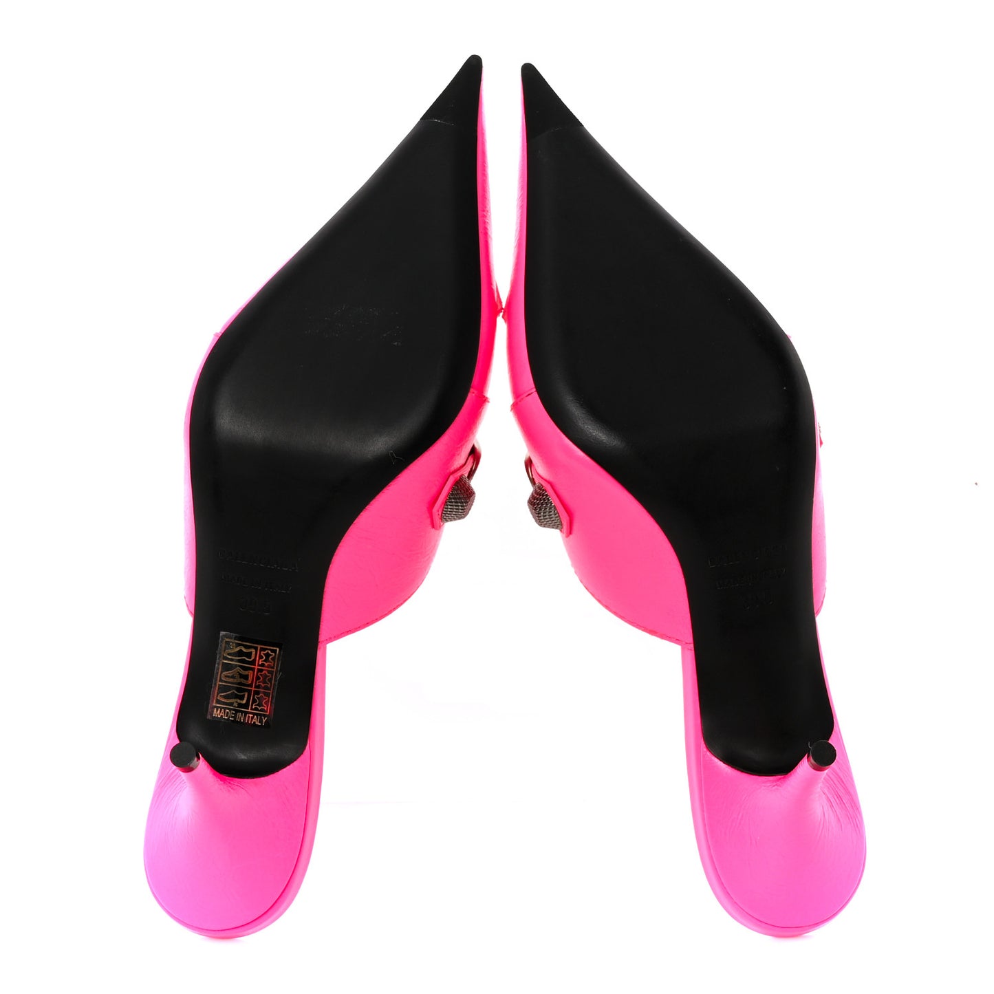 Agneau Arena Cagole 70mm Mules 39.5 Fluo Pink