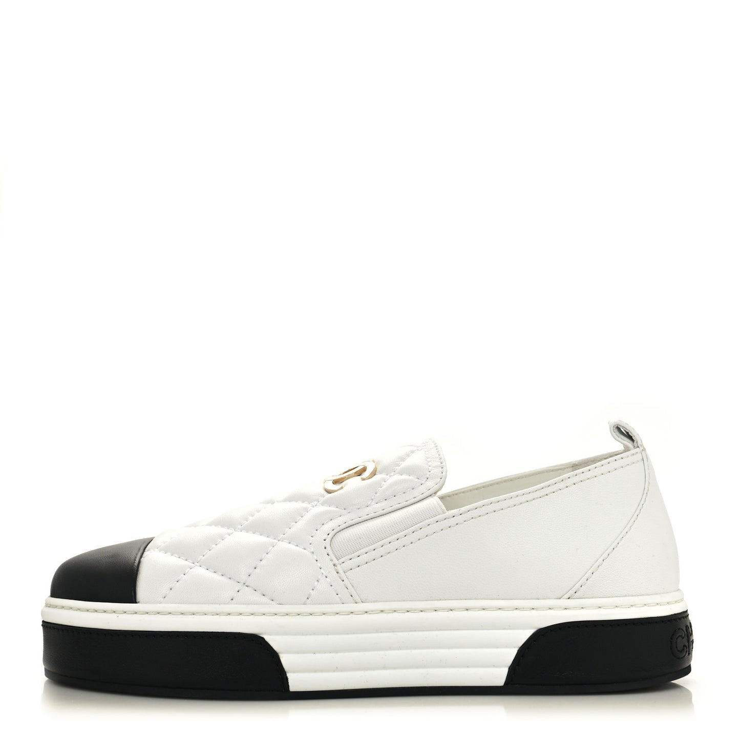 Lambskin Quilted Womens CC Stroll Sneakers 39 White