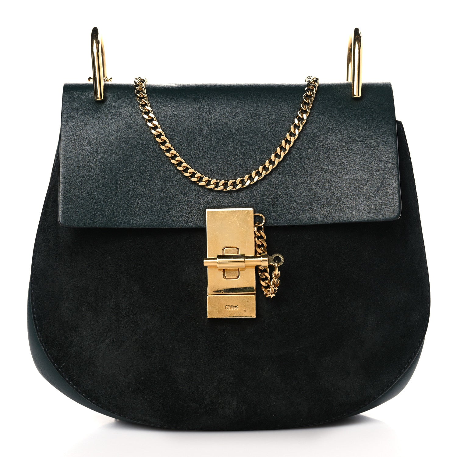 Chloe Suede Smooth Calfskin Drew Shoulder Bag Black 1 of 9