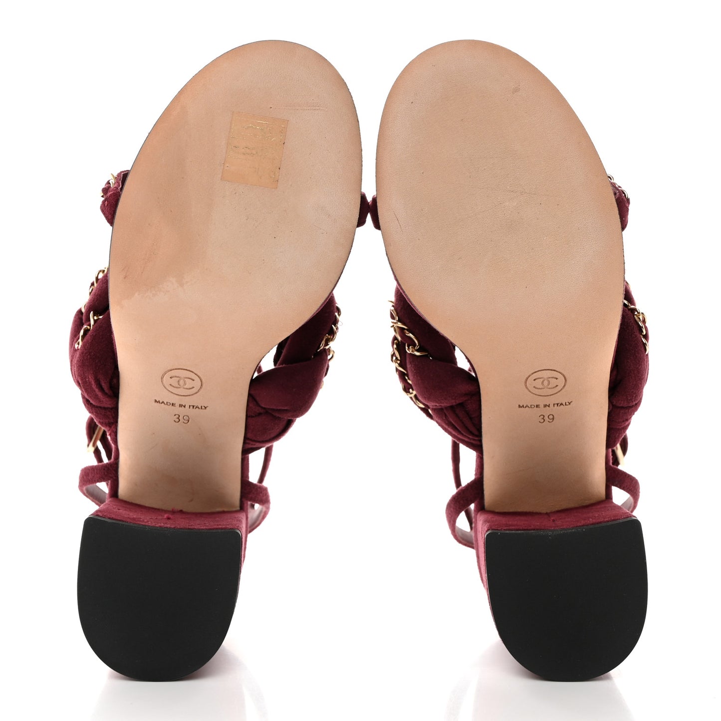 Kid Suede Chain Braided Sandals 39 Burgundy
