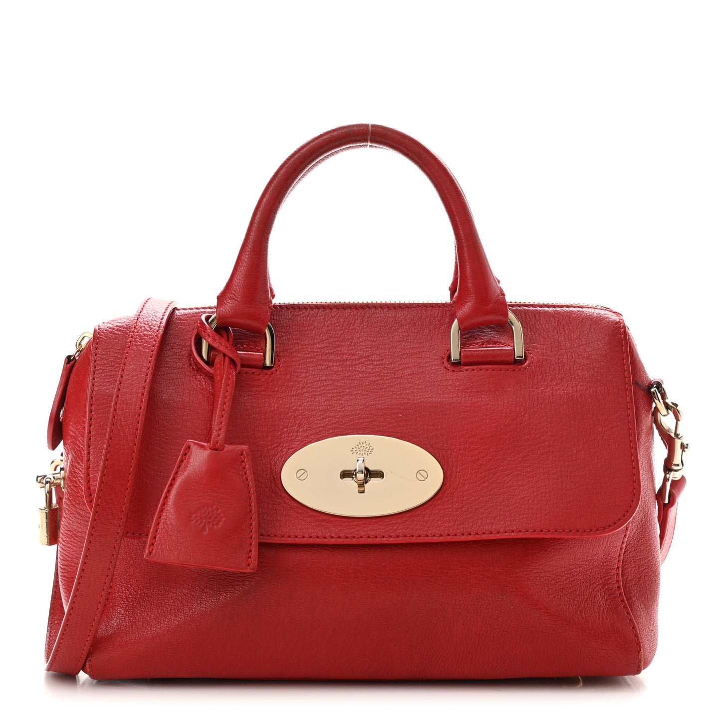 Glossy Goatskin Small Del Rey Satchel Red
