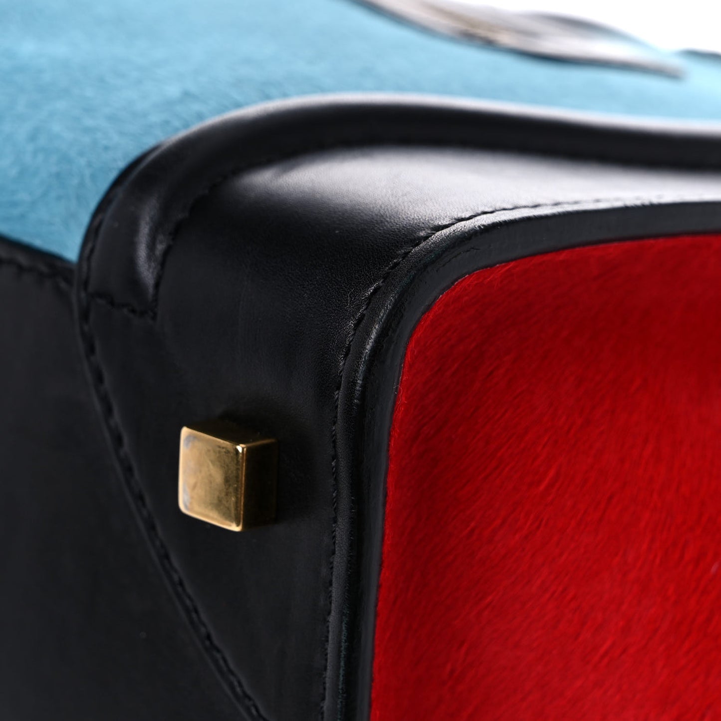 Pony Hair Mini Tri-Color Luggage Glacier Red Black