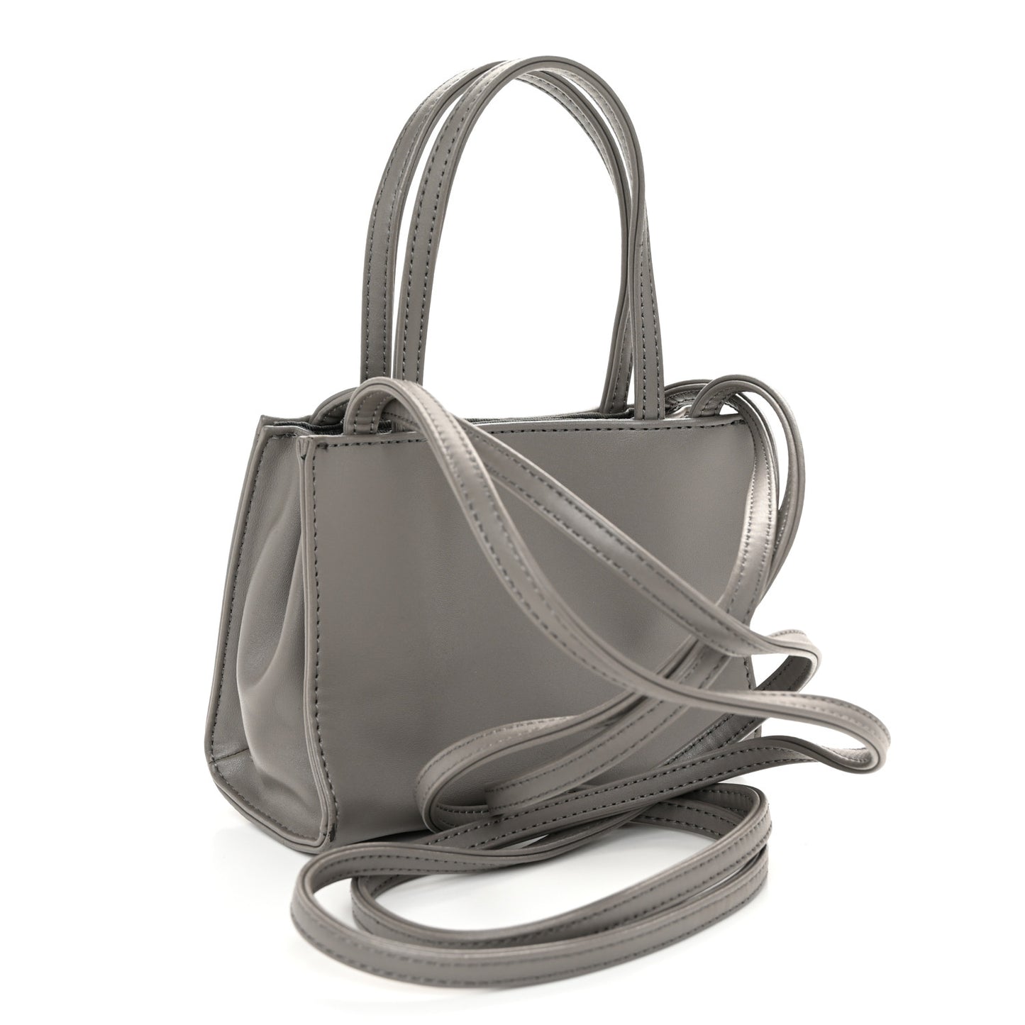 Vegan Leather Small Shopping Bag Grey