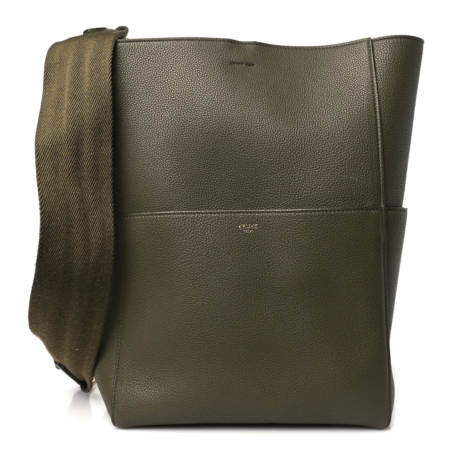 Soft Grained Calfskin Sangle Bucket Bag Light Khaki