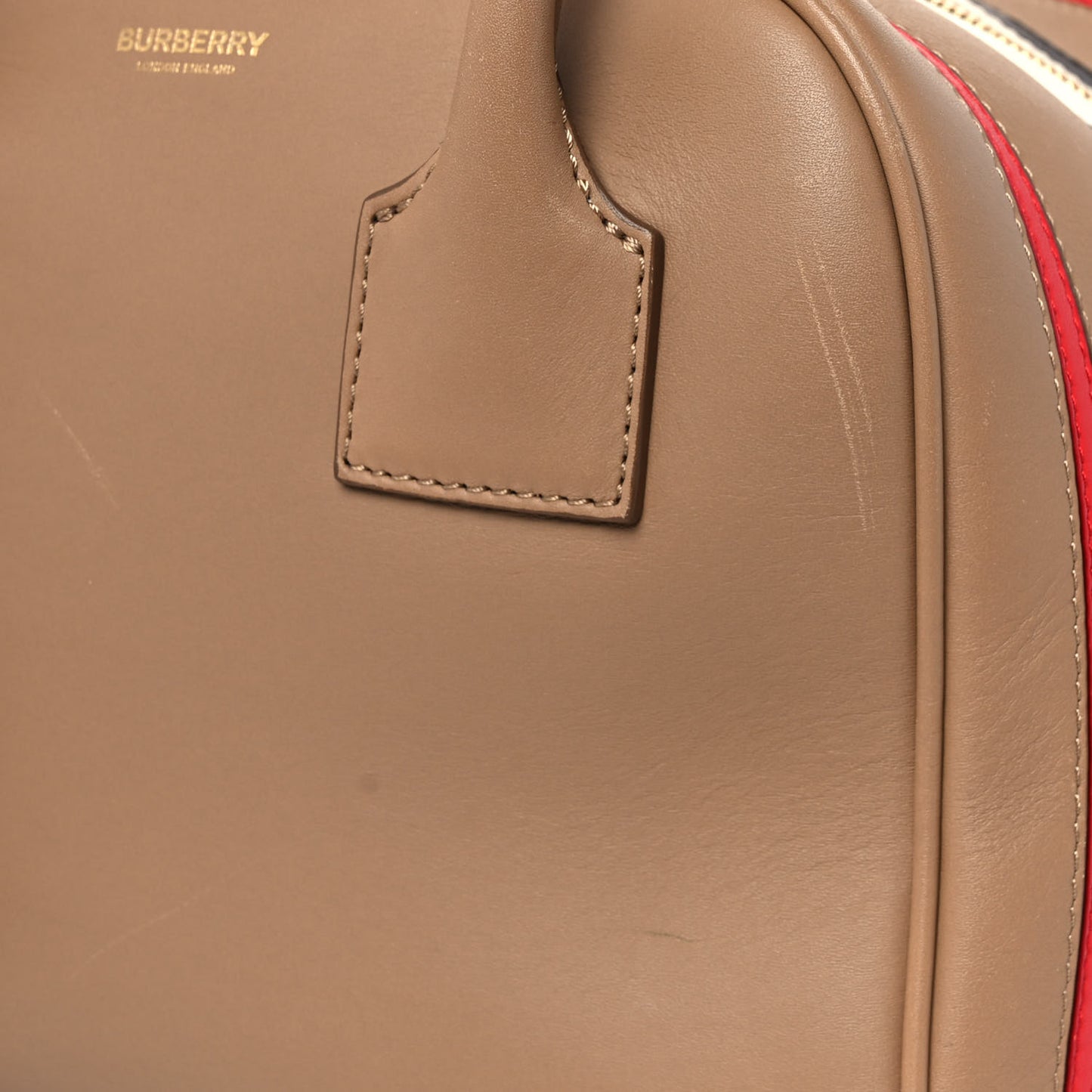 Smooth Calfskin Small Cube Bowling Bag Driftwood Bright Military Red