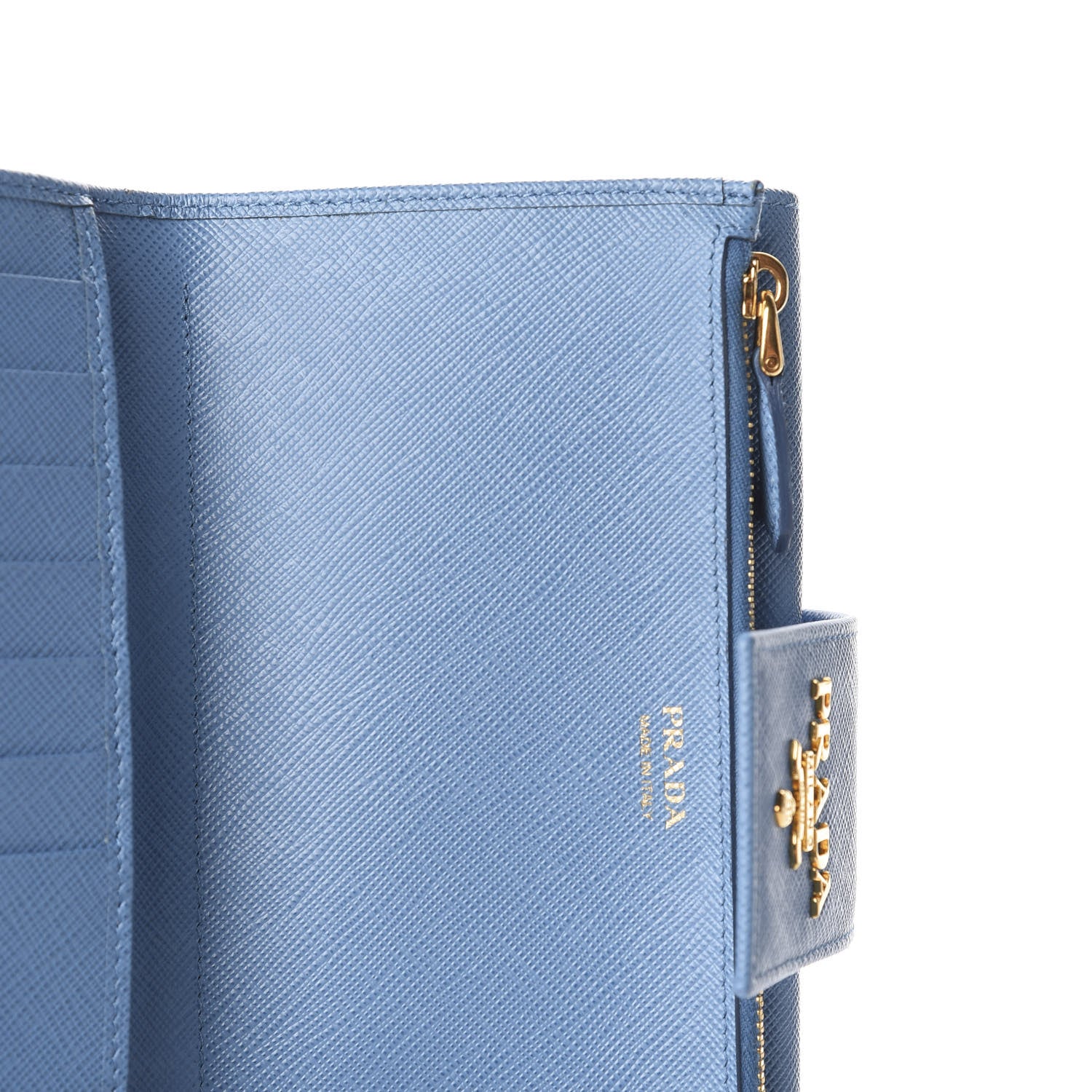 Prada Saffiano Metal Medium Wallet Mare 8 of 9