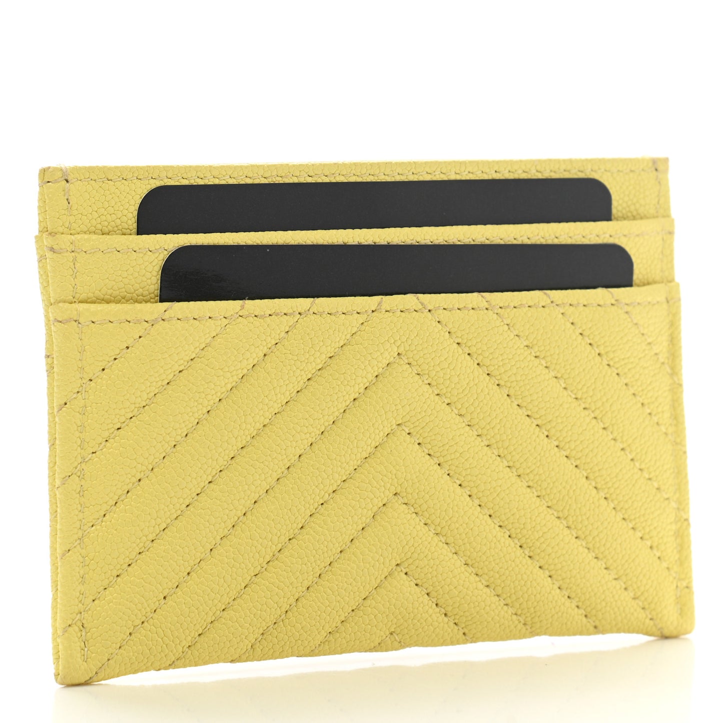 Caviar Chevron Quilted Boy Card Holder Yellow