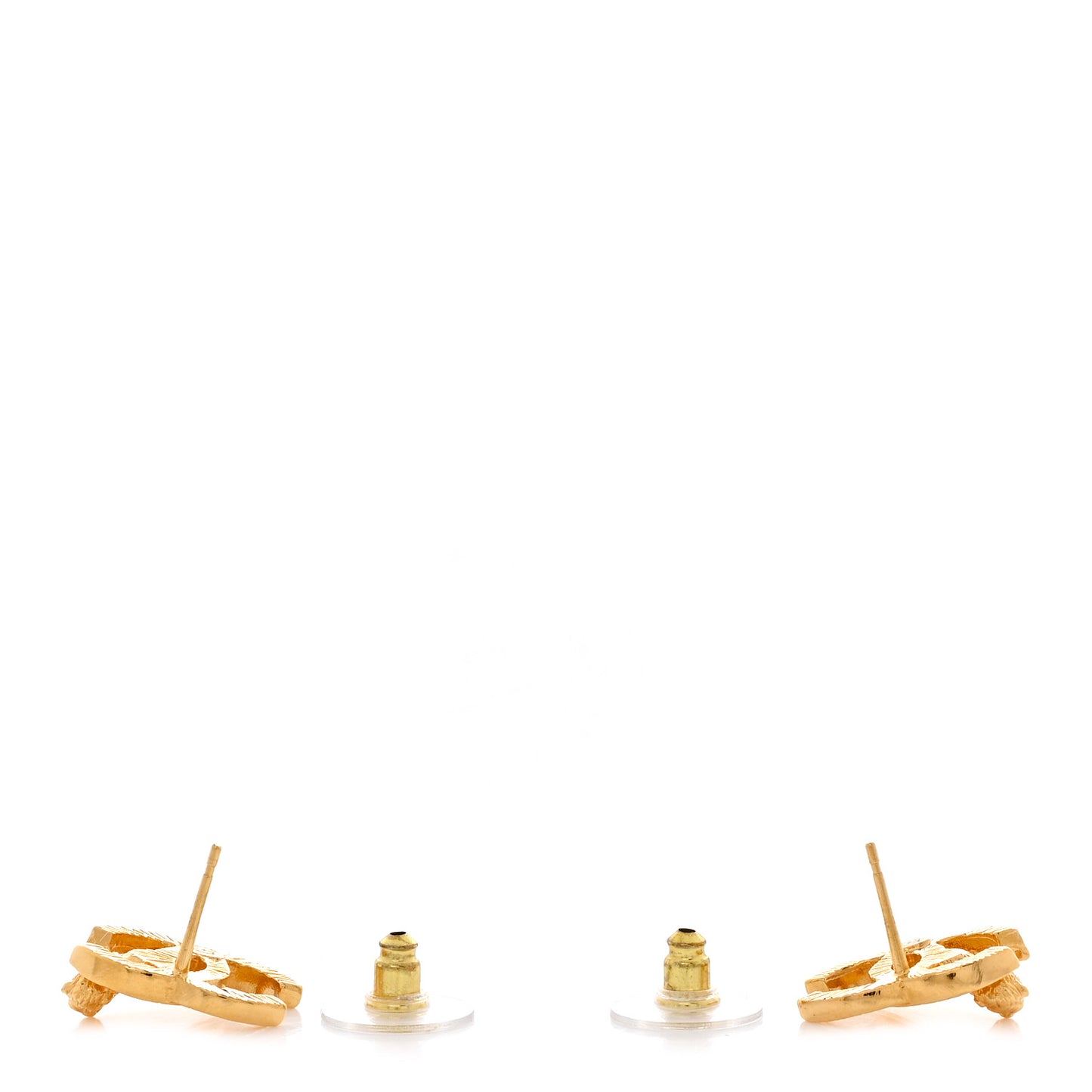 Metal Textured Lion CC Earrings Gold