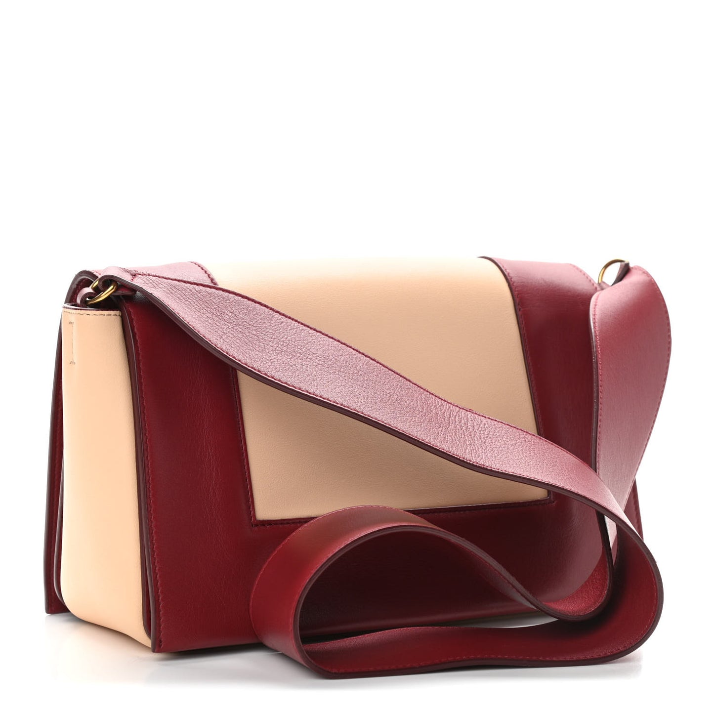 Shiny Smooth Calfskin Medium Frame Shoulder Bag Ruby Nude