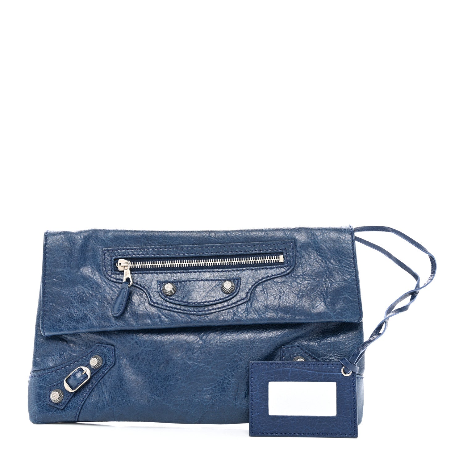 Balenciaga Agneau Giant 12 Silver Hardware Envelope Clutch Bleu Mineral 1 of 7