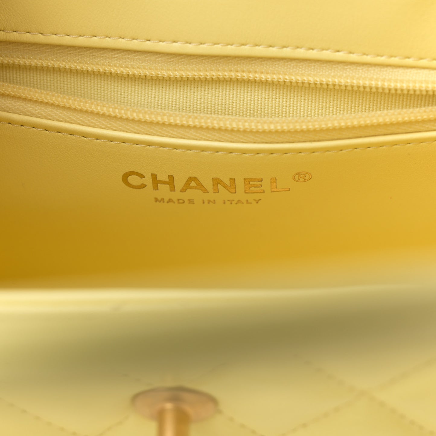 Shiny Aged Calfskin Quilted Nano Kelly Shopper Light Yellow