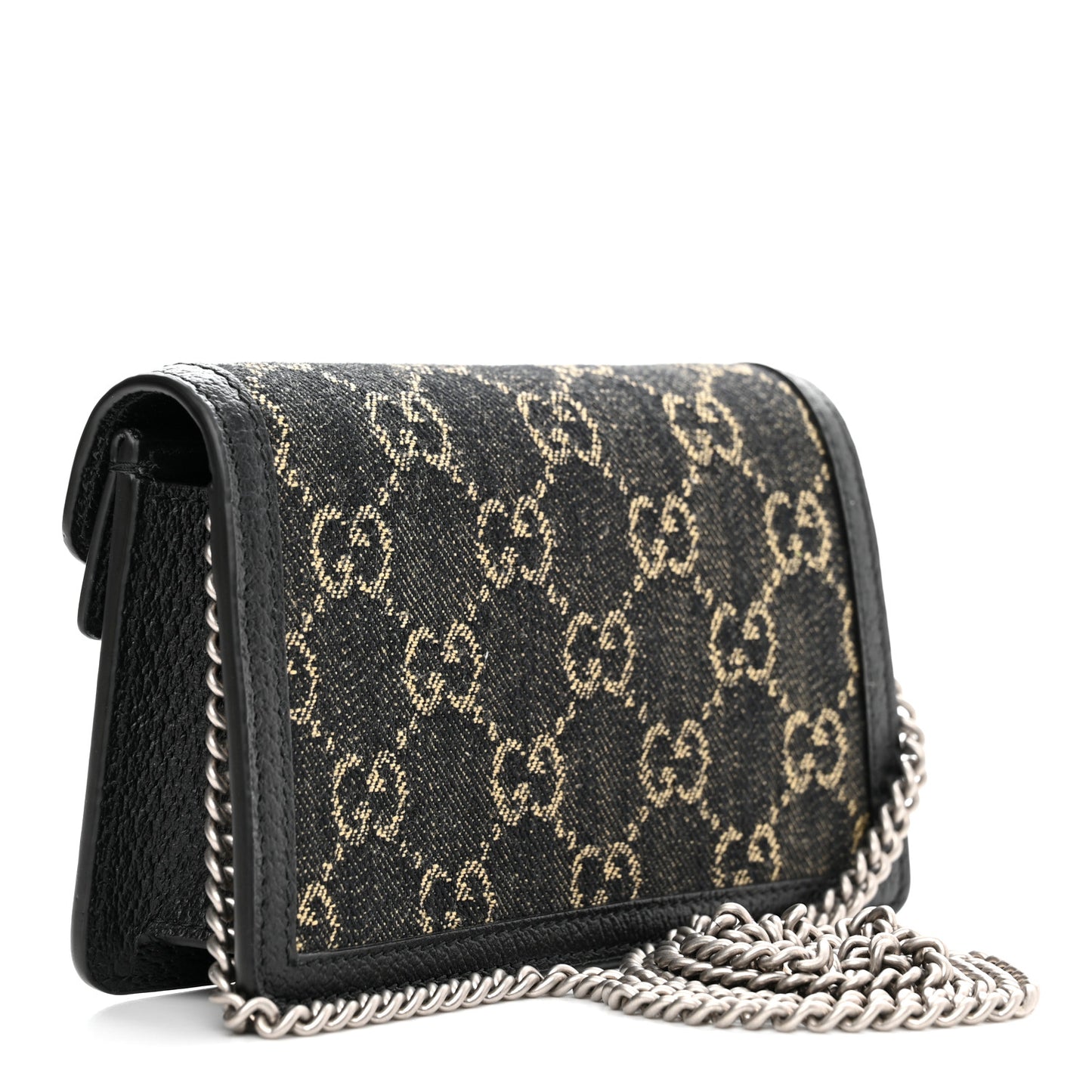 Jacquard Black Denim GG Monogram Super Mini Dionysus Shoulder Bag Black Ivory