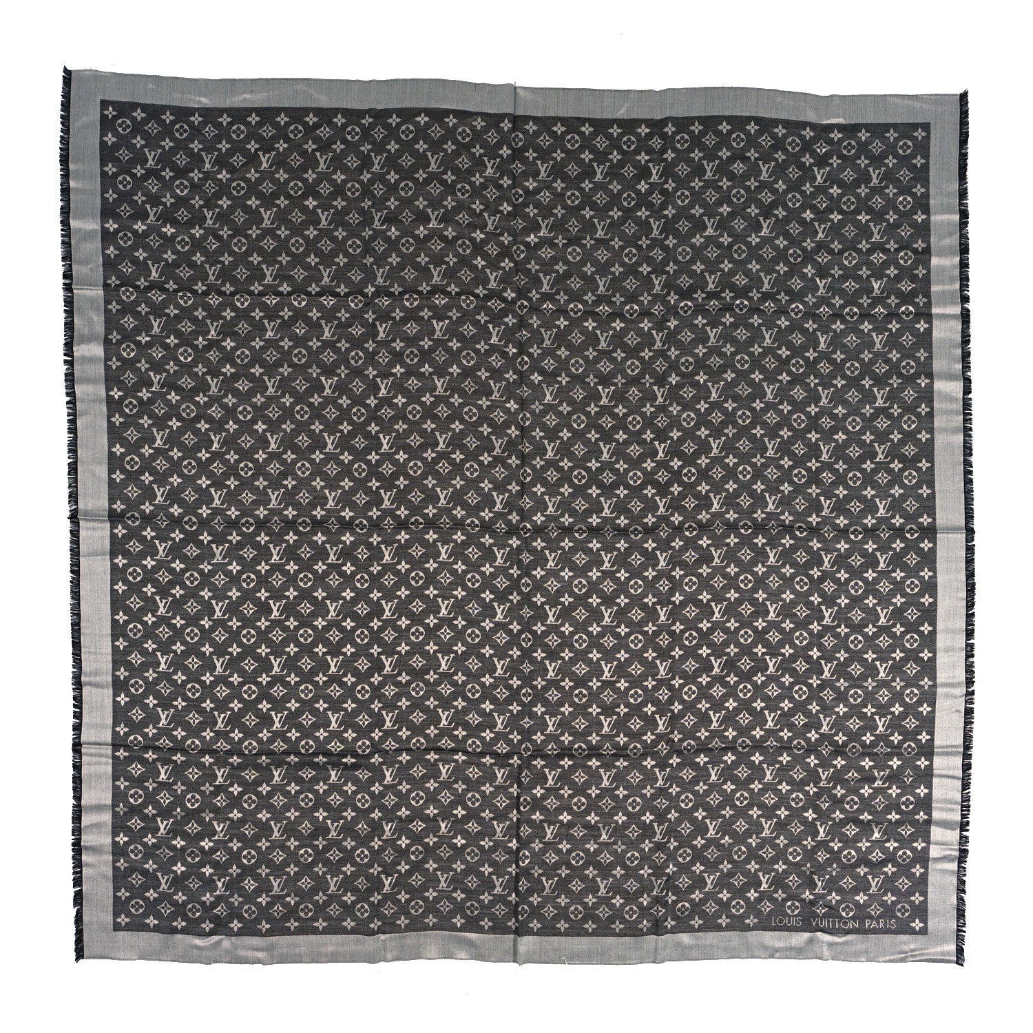 Louis Vuitton Silk Wool Monogram Denim Shawl Black 1 of 3