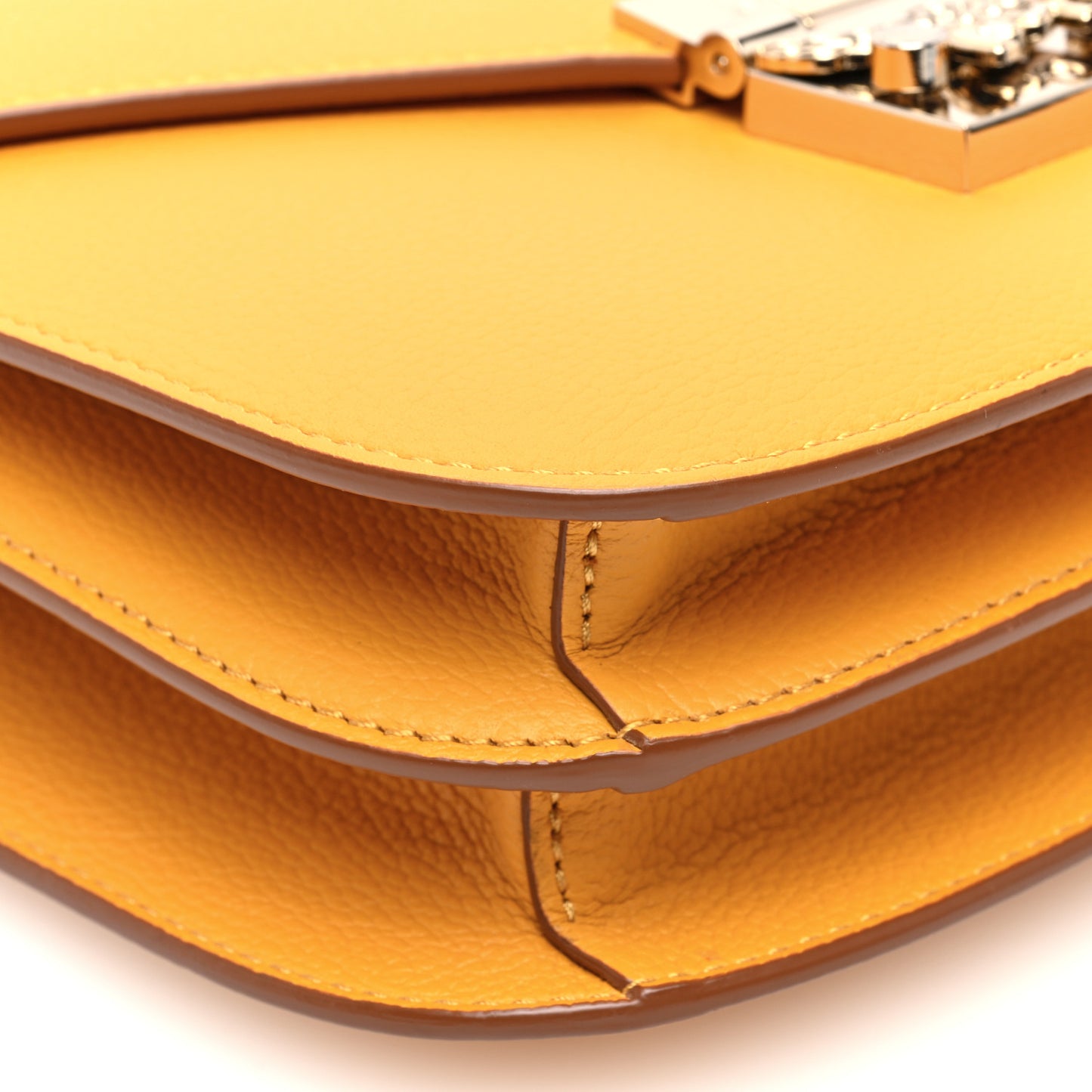 Grained Calfskin Patricia Park Avenue Crossbody Bag Golden Mango