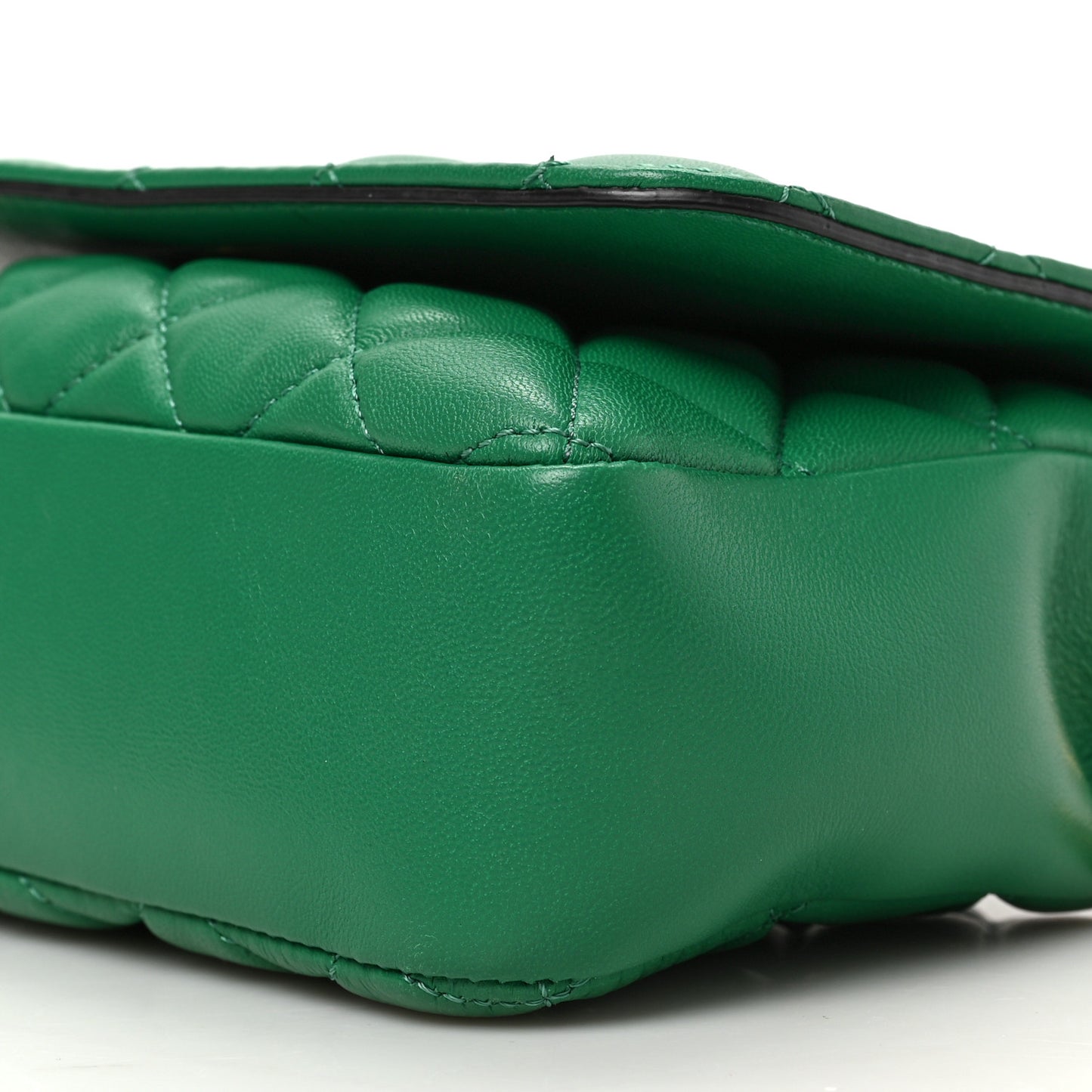 Nappa Quilted Small Medusa Chain Crossbody Green