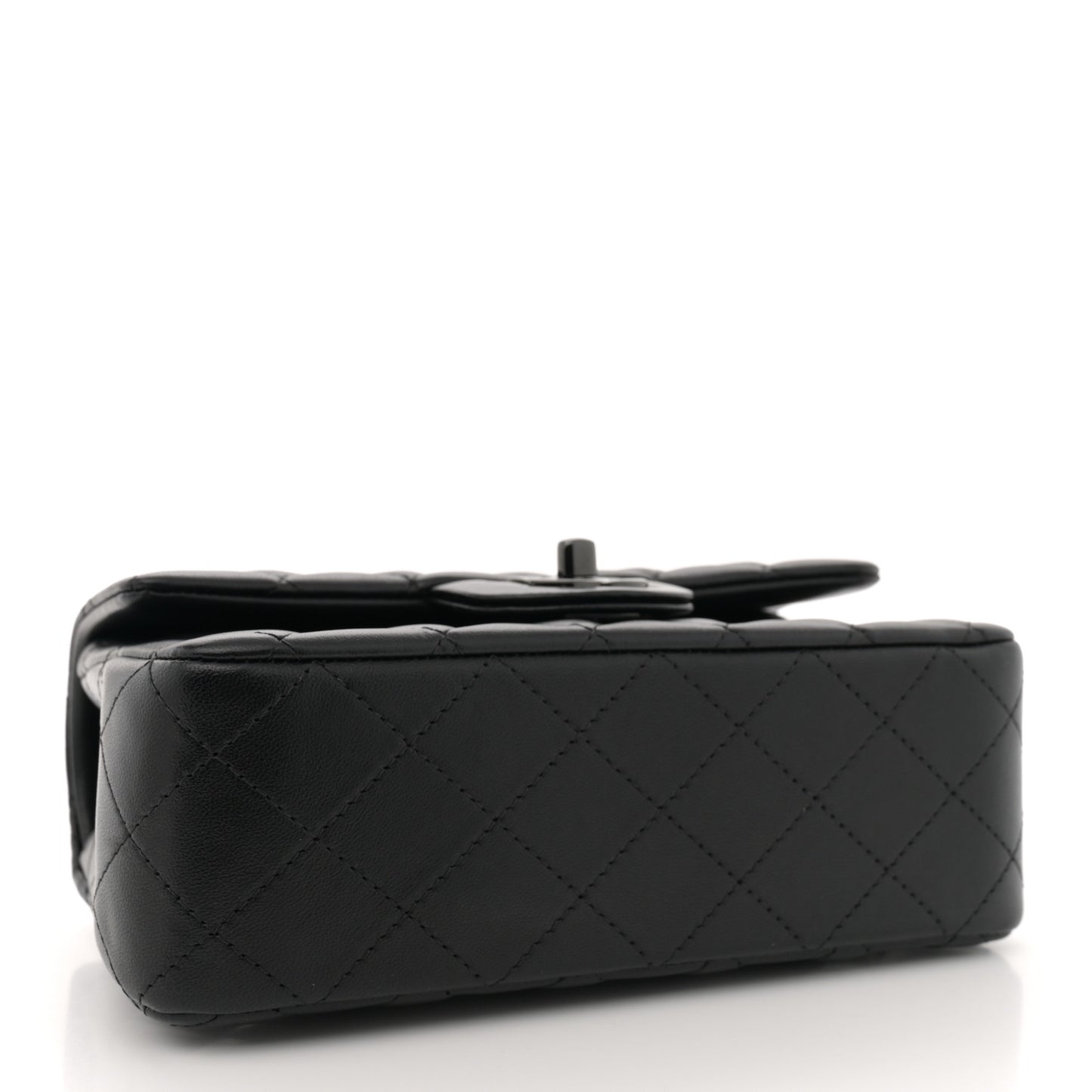Lambskin Quilted Mini Top Handle Rectangular Flap So Black