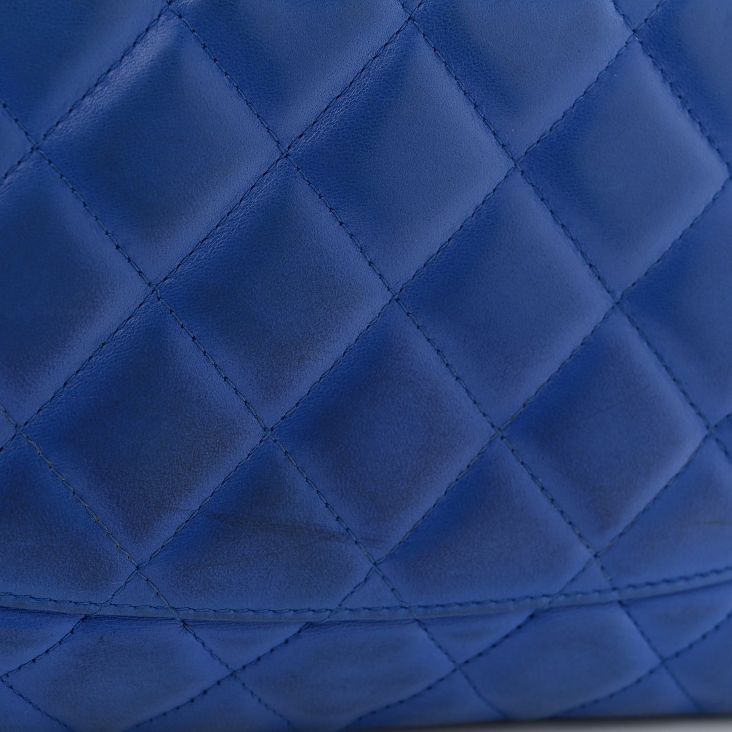 Lambskin Quilted Jumbo Single Flap Blue
