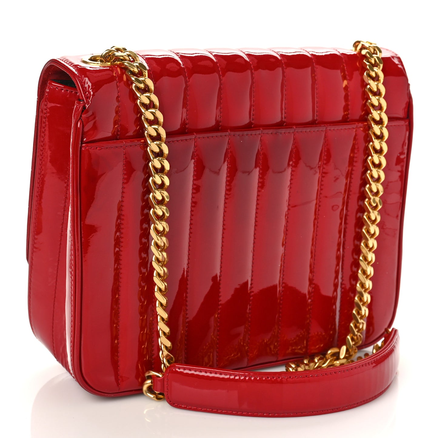 Patent Matelasse Monogram Large Vicky Chain Bag Rouge Eros