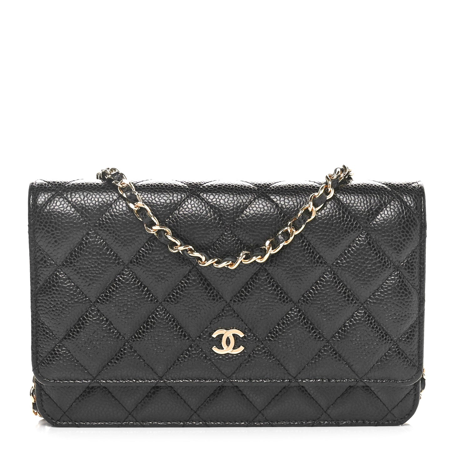 Caviar Quilted Wallet on Chain WOC Black