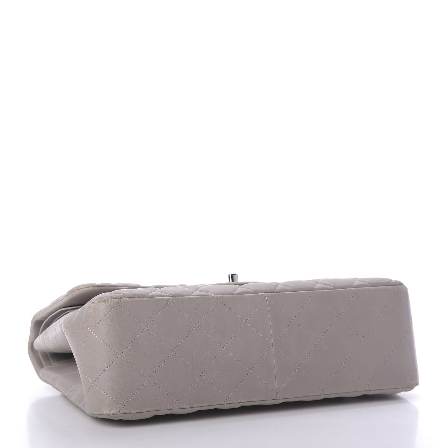 Lambskin Quilted Jumbo Double Flap Grey