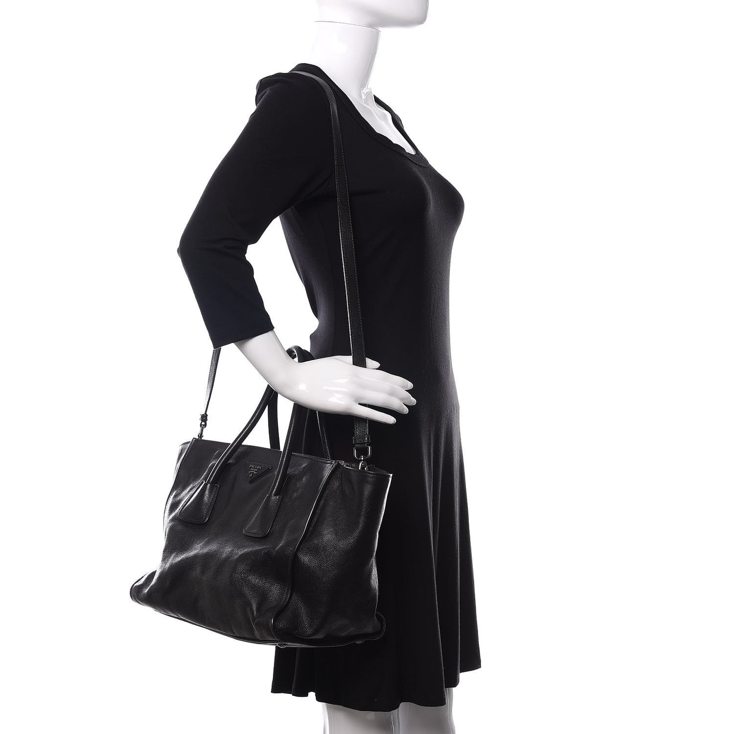 Glace Calf Twin Pocket Tote Black