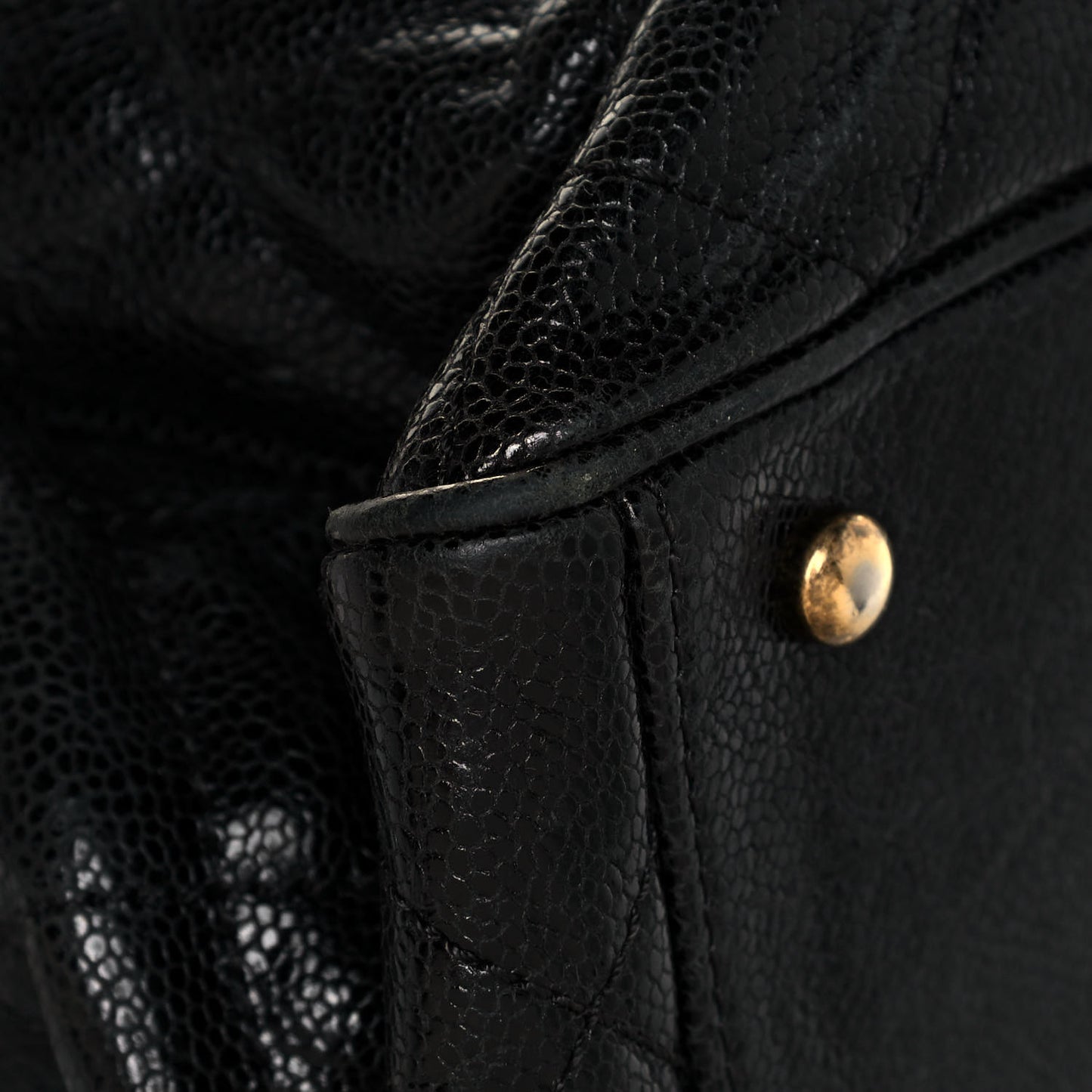 Glazed Caviar Quilted Small Shiva Tote Black
