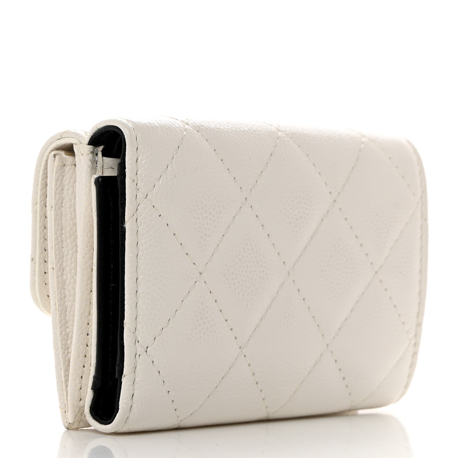 Chanel Caviar Quilted My Everything Small Flap Wallet White 3 of 10