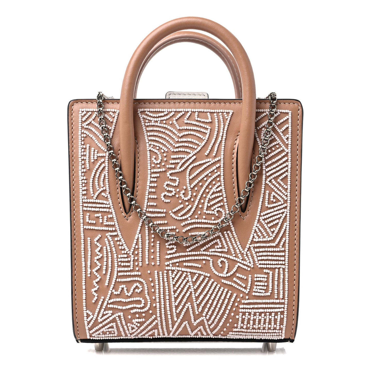 Calfskin Beaded Africamana Nano Paloma Nude