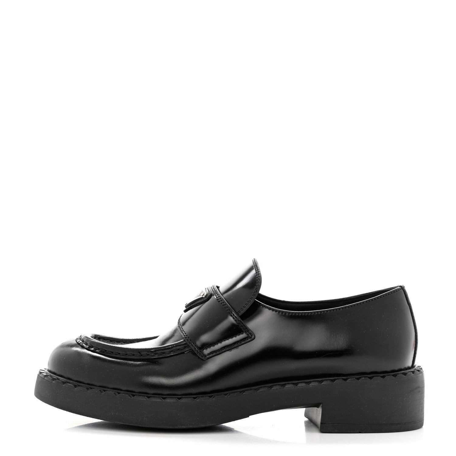 Prada Spazzolato Metal Triangle Logo 50mm Loafers 40 Black 1 of 10