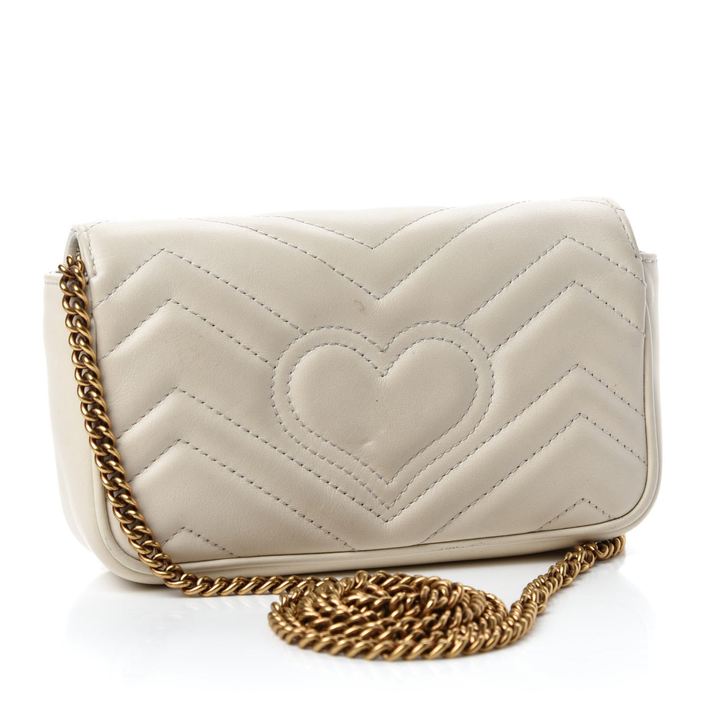 Calfskin Matelasse Super Mini GG Marmont Shoulder Bag White