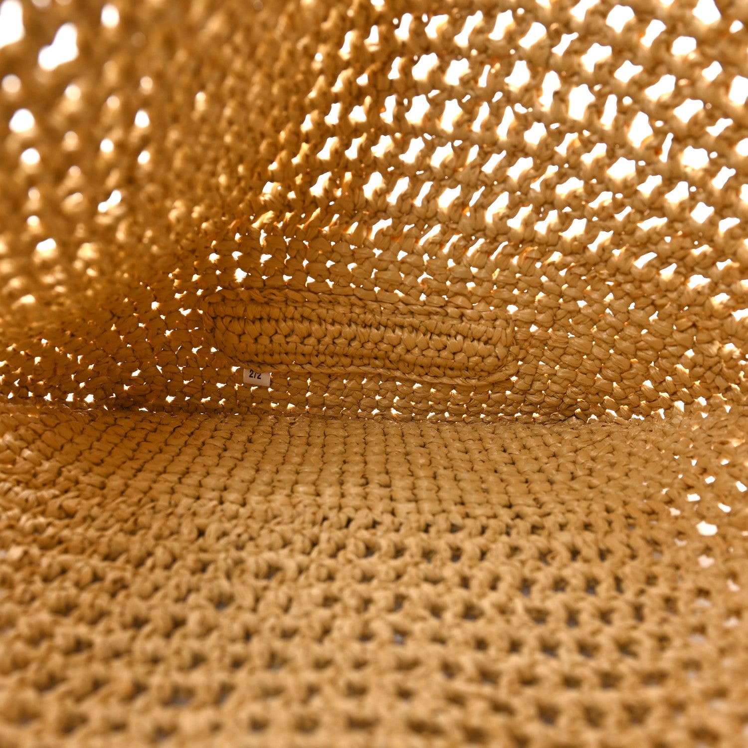 Prada Yarn Raffia Effect Crochet Logo Embroidered Shopping Tote Bag Naturale 5 of 8