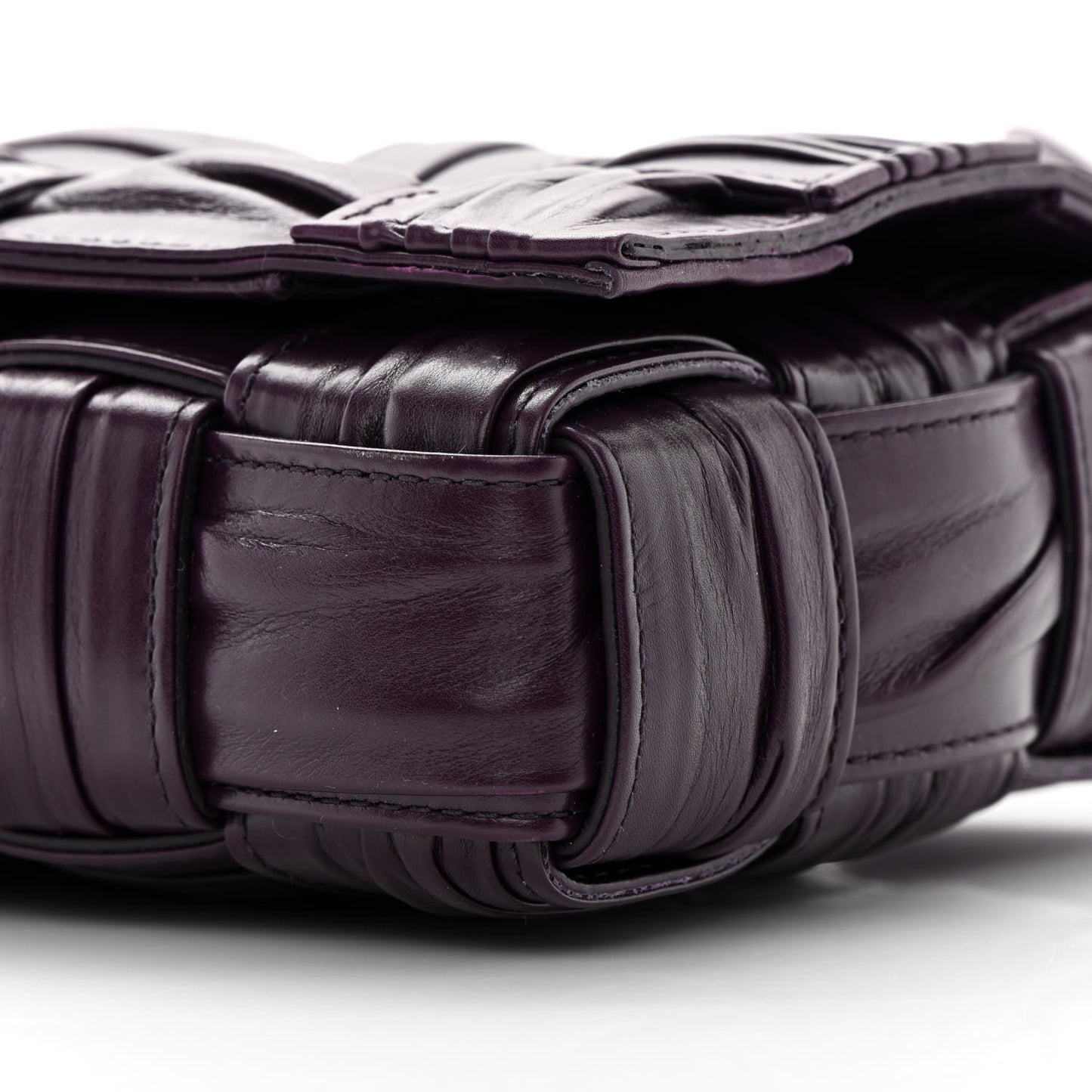 Calfskin Intreccio Plisse Cassette Crossbody Bag Dark Mystic