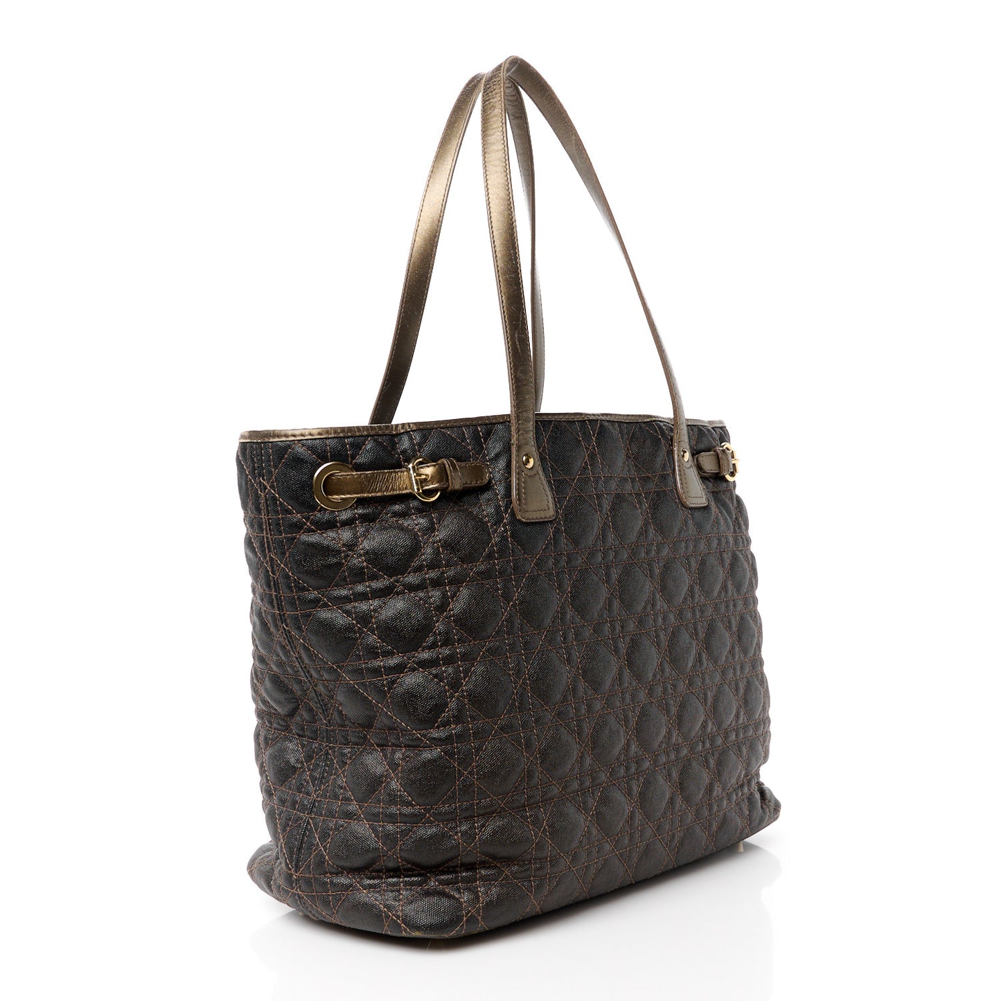 Coated Canvas Cannage Medium Panarea Tote Bronze