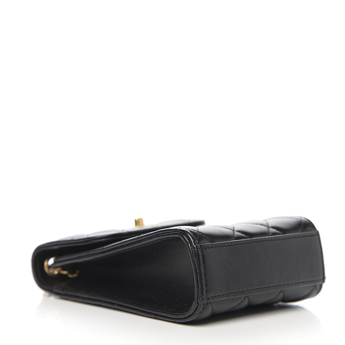 Lambskin Quilted Vertical Pearl Crush Flap With Chain Black