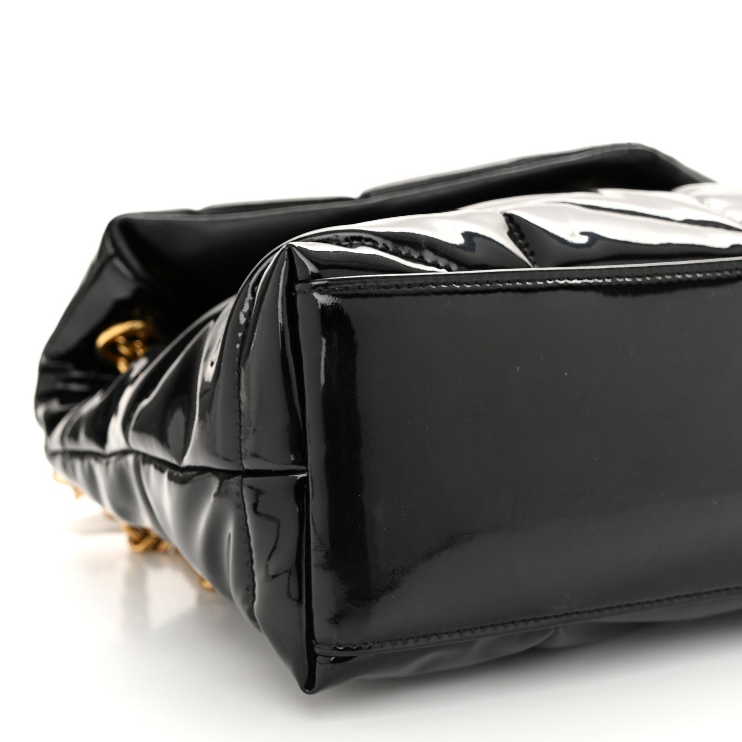 Saint Laurent Patent Quilted Small Loulou Puffer Monogram Chain Satchel Black 9 of 10