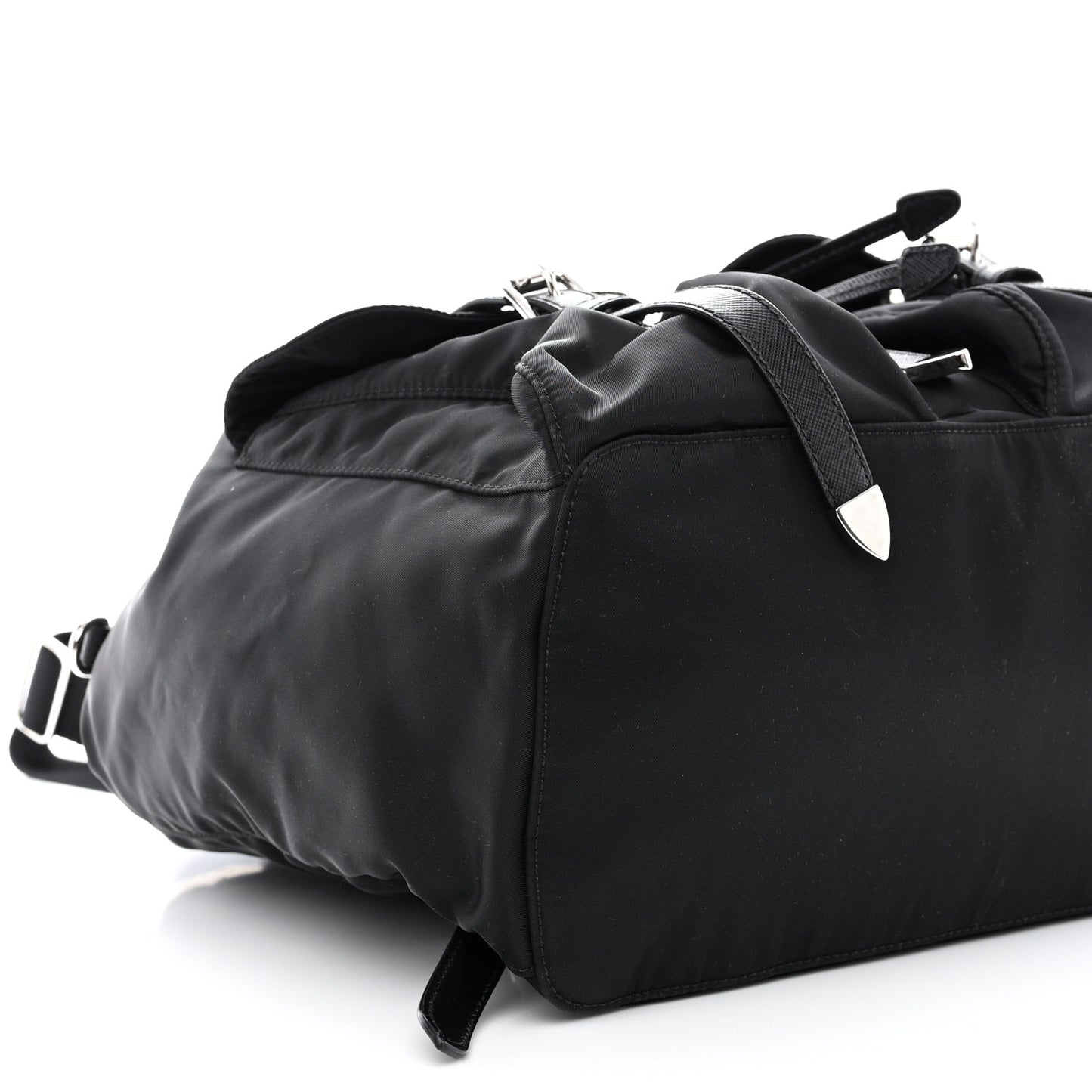 Nylon Vela Saffiano Medium Backpack Black