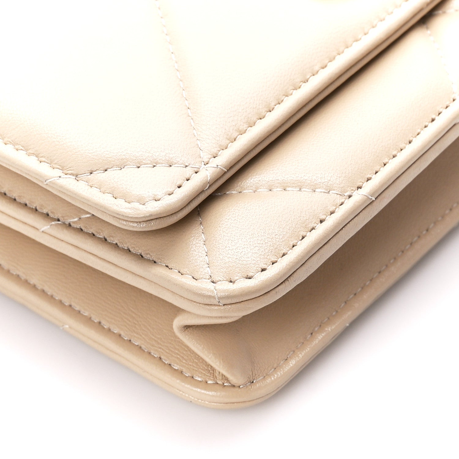 Chanel Lambskin Quilted Chanel 19 Wallet On Chain WOC Beige 10 of 12